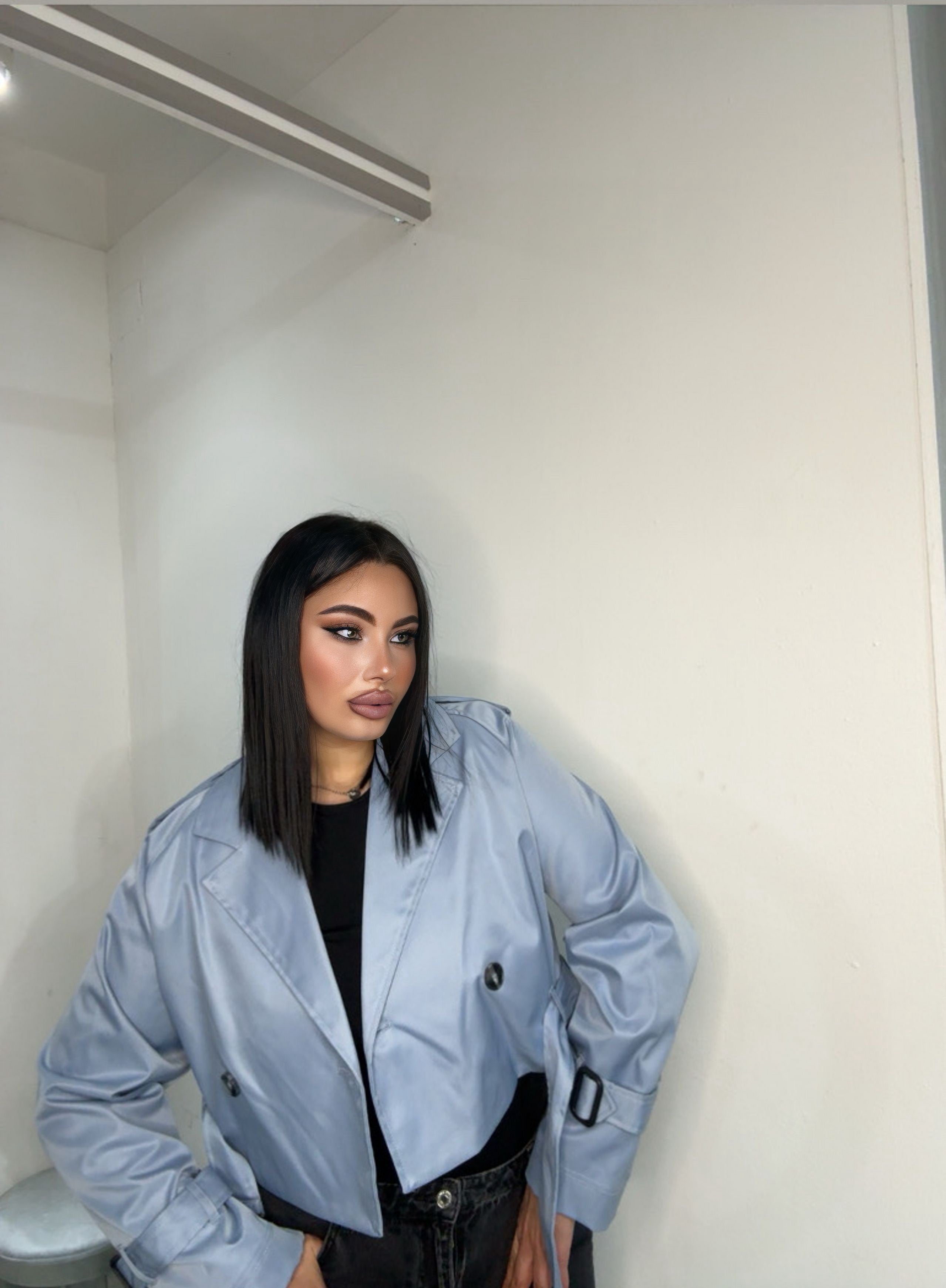 Trench corto 5666 azzurro