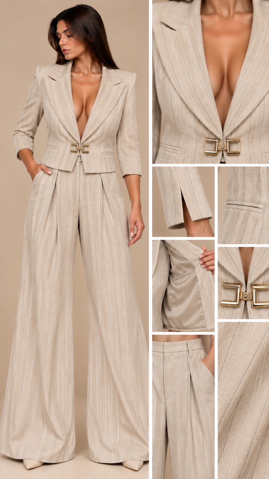 Tailleur Pinstripe Champagne