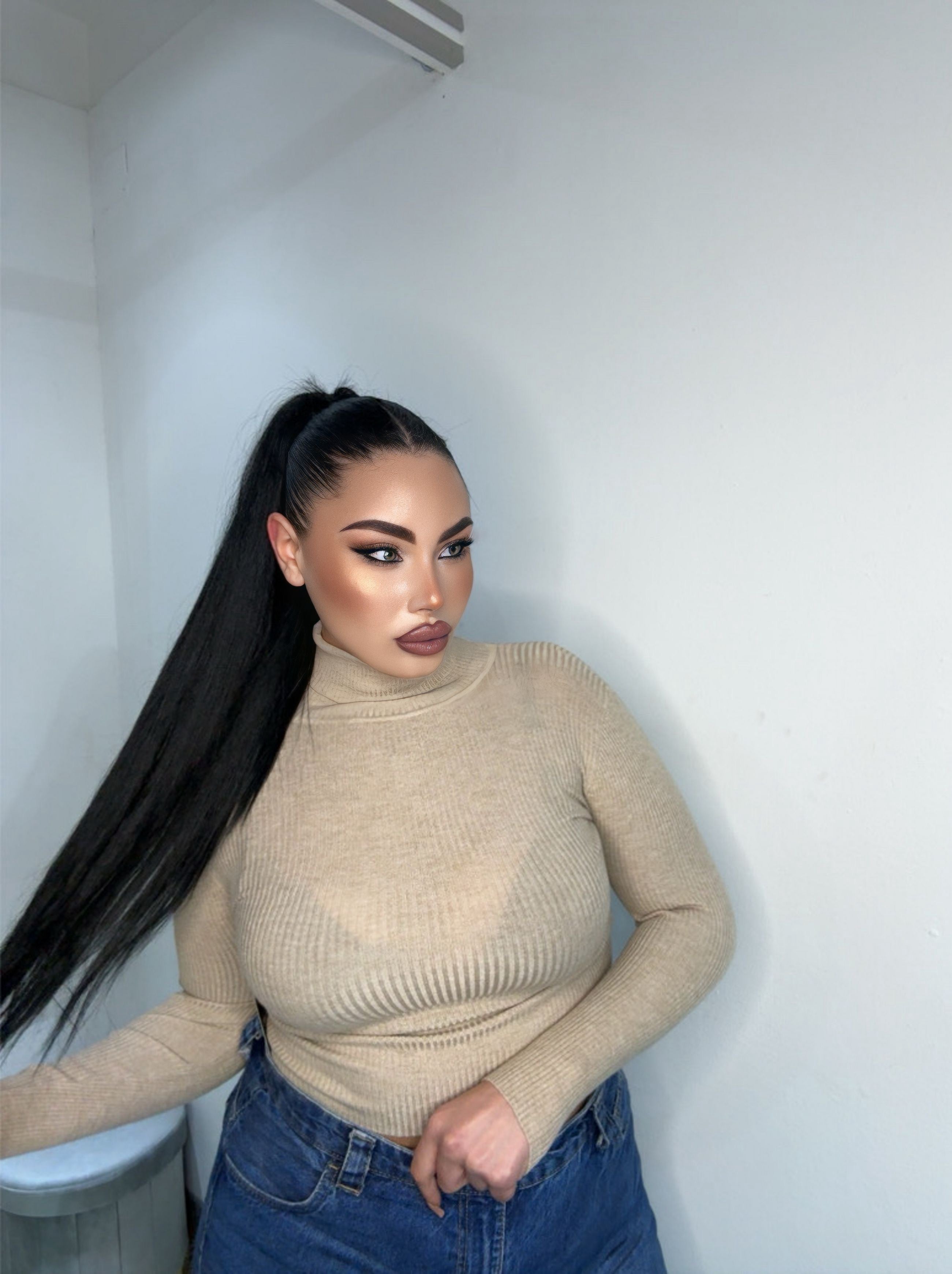 Maglioncino crop beige