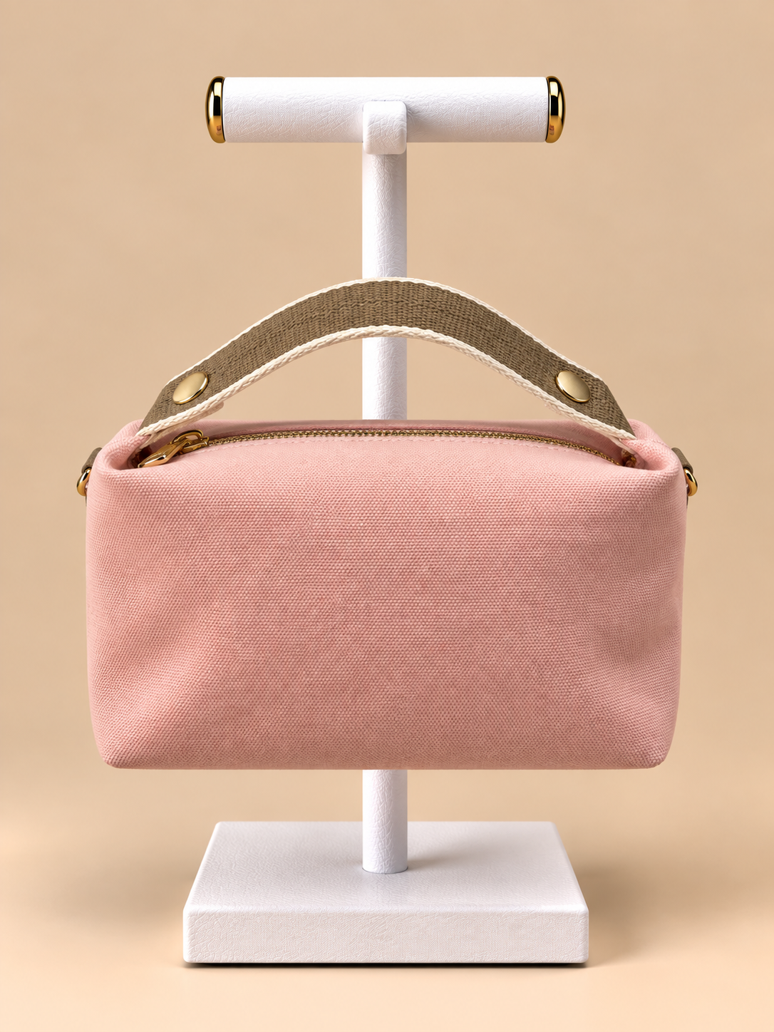 Borsa rosa in Tessuto con Manico e Tracolla