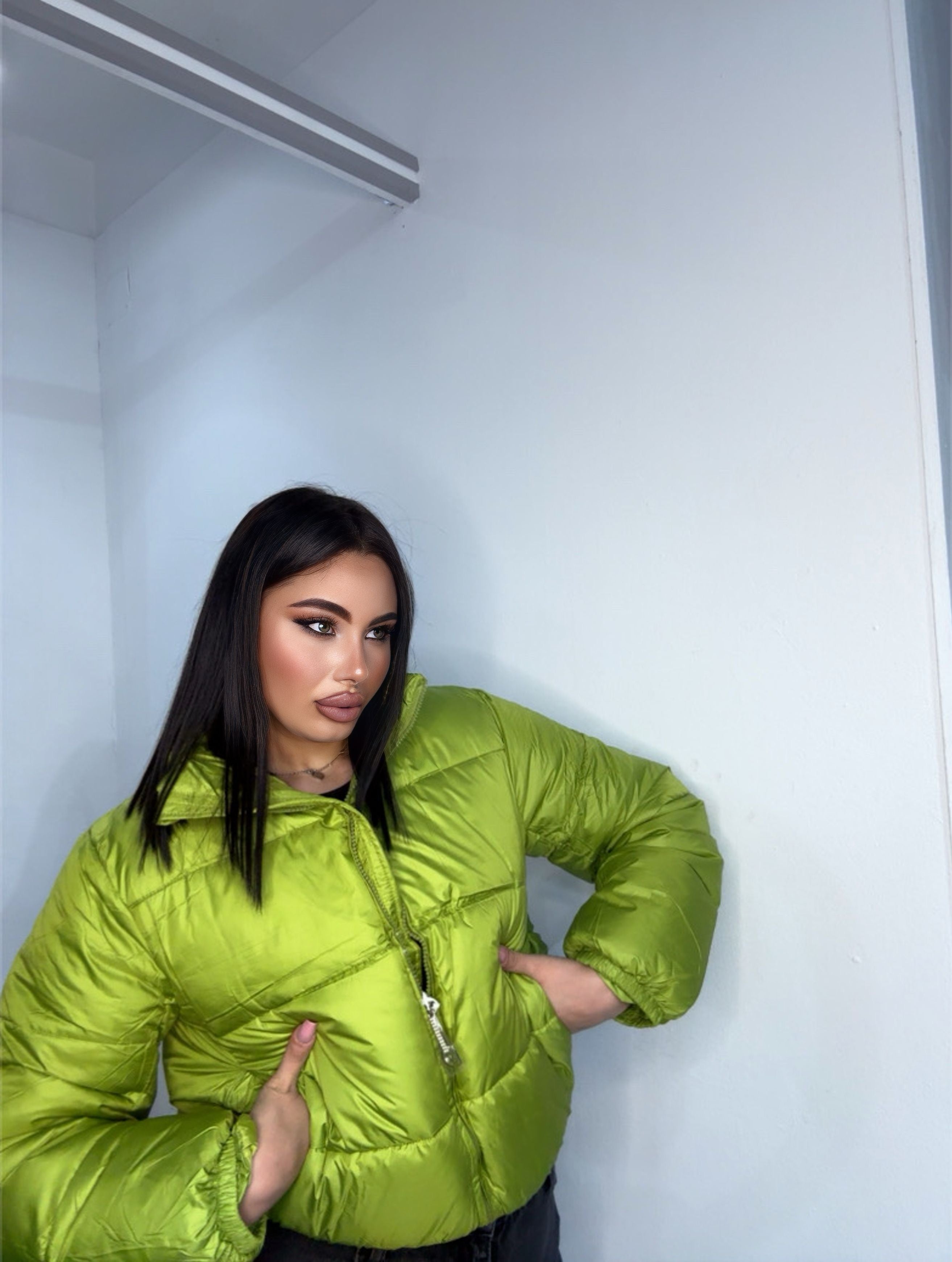 Bomber crop verde lime