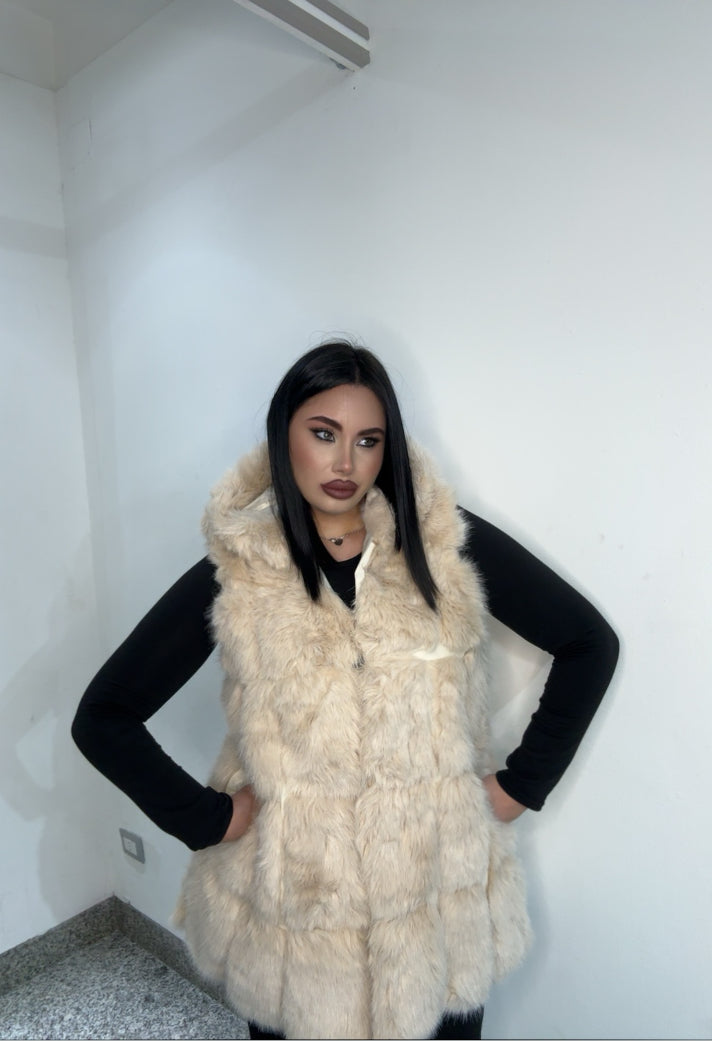 Pelliccia smanicato 24501 beige