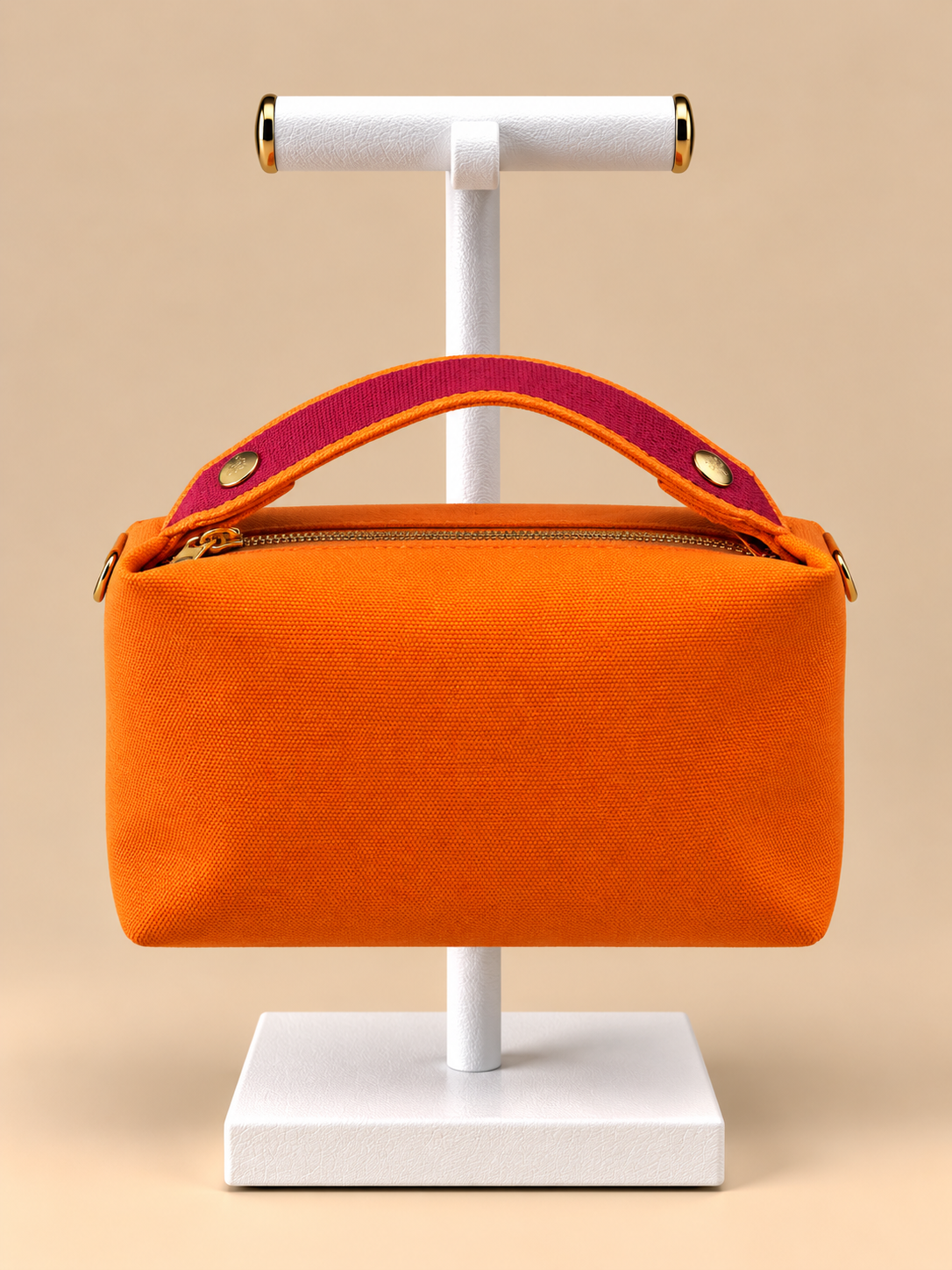 Borsa arancione in Tessuto con Manico e Tracolla