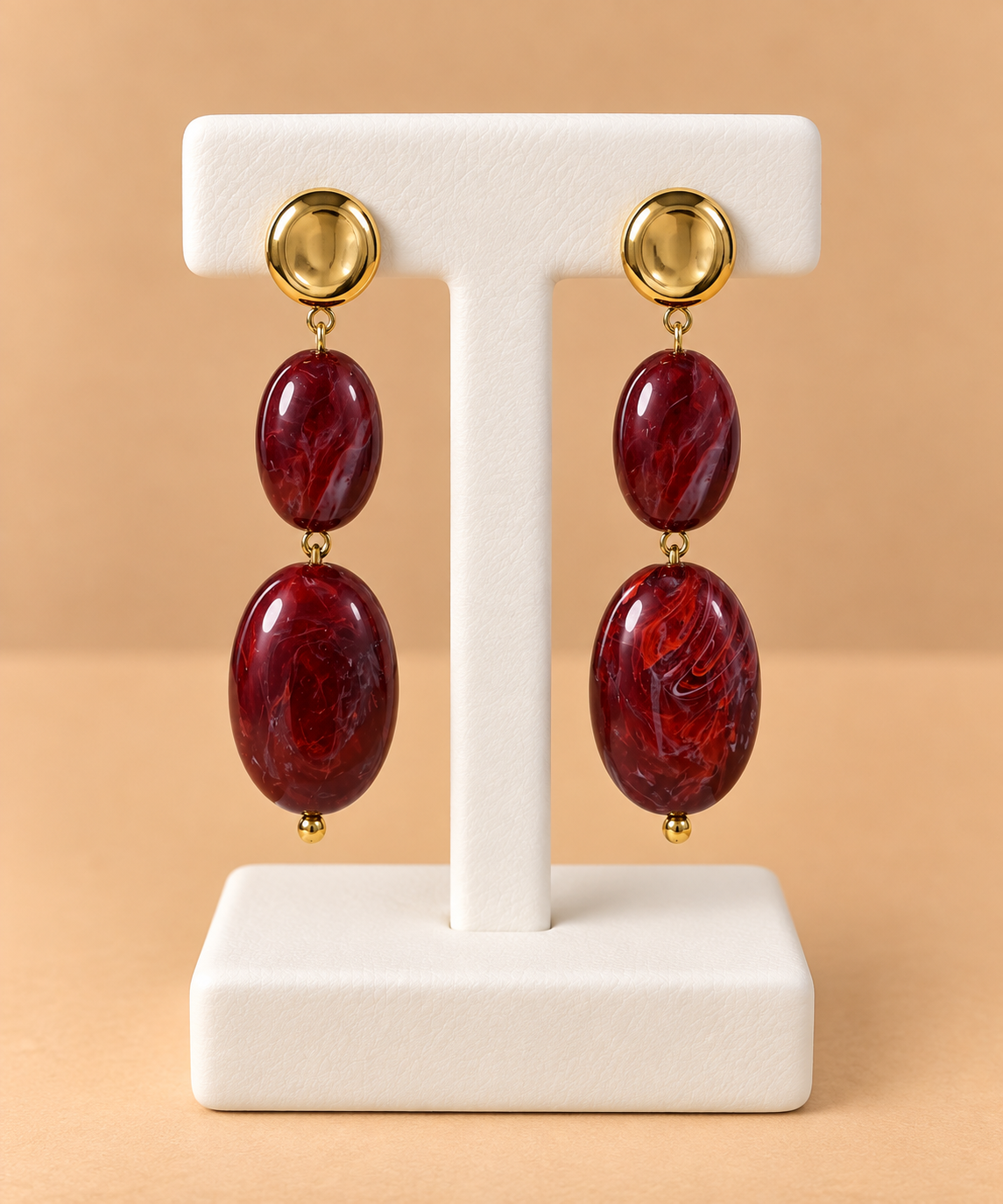 Orecchini onice bordeaux e oro