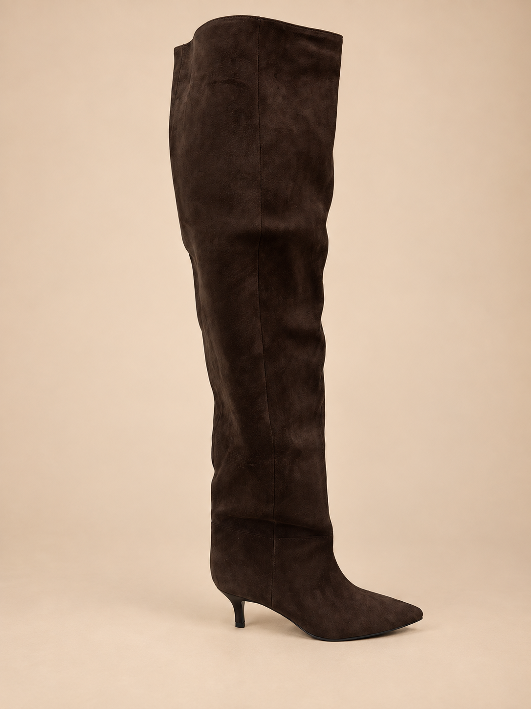 Stivale Alto Donna in Suede Marrone – Gambale Ampio