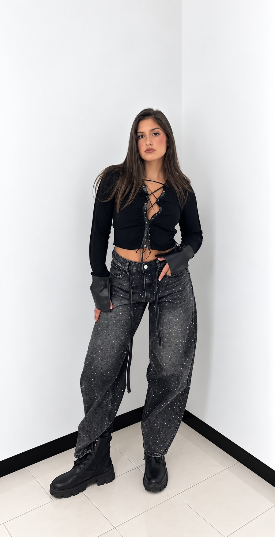 Jeans Balloon Sparkle – Grigio Dark