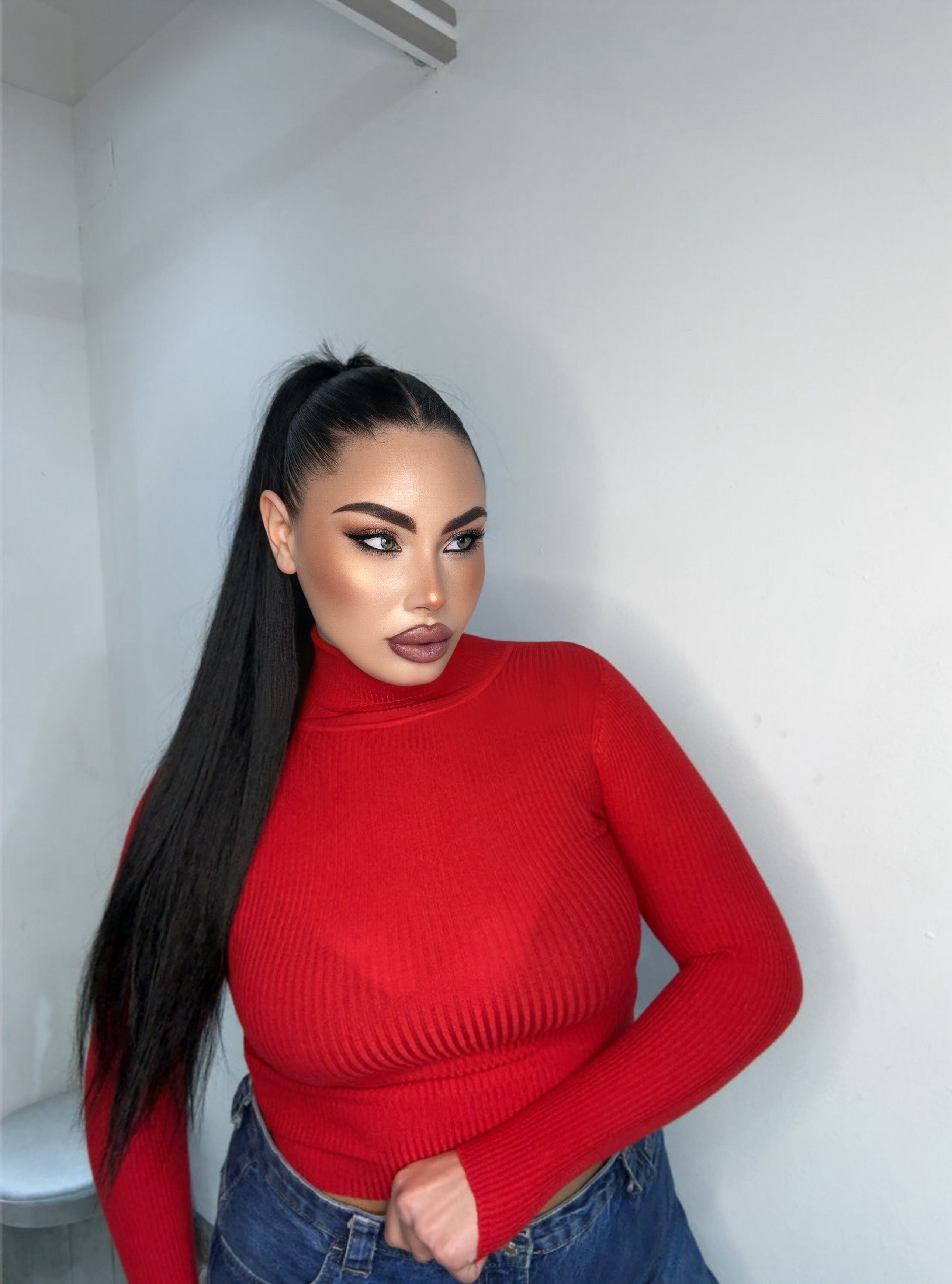 Maglioncino crop rosso