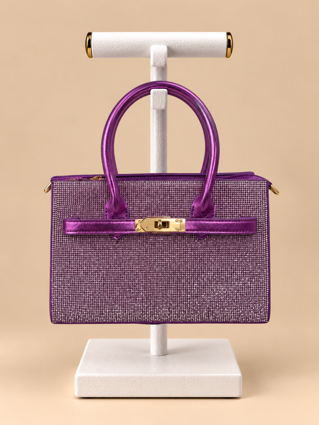 Borsa Viola Chic con Dettagli Dorati