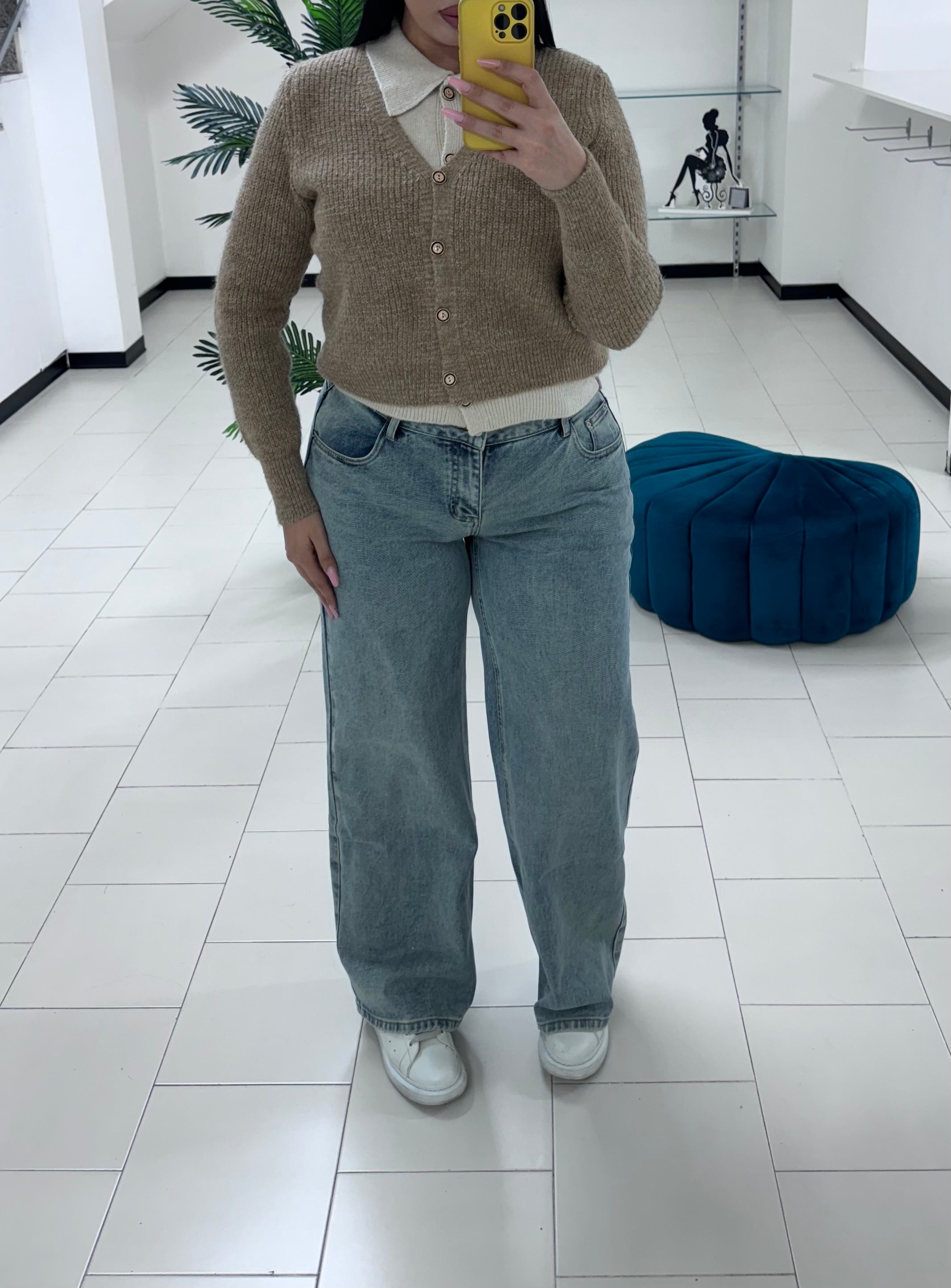 Jeans palazzo sabbiato 8190