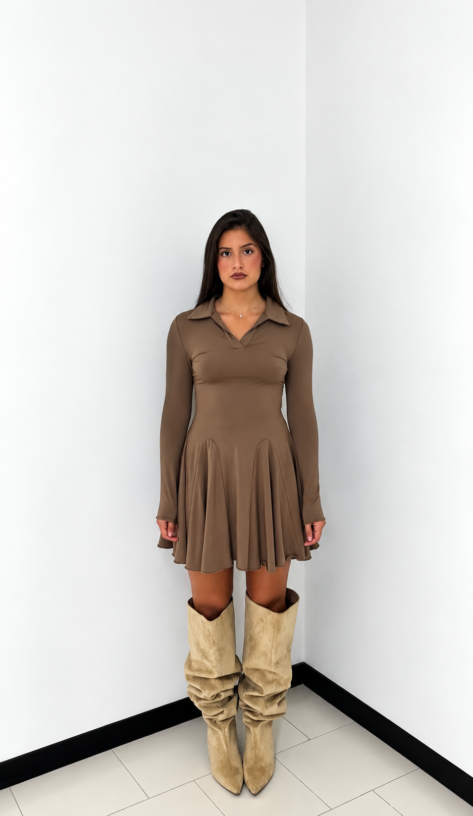 Mini Dress Flowy Elegance fango