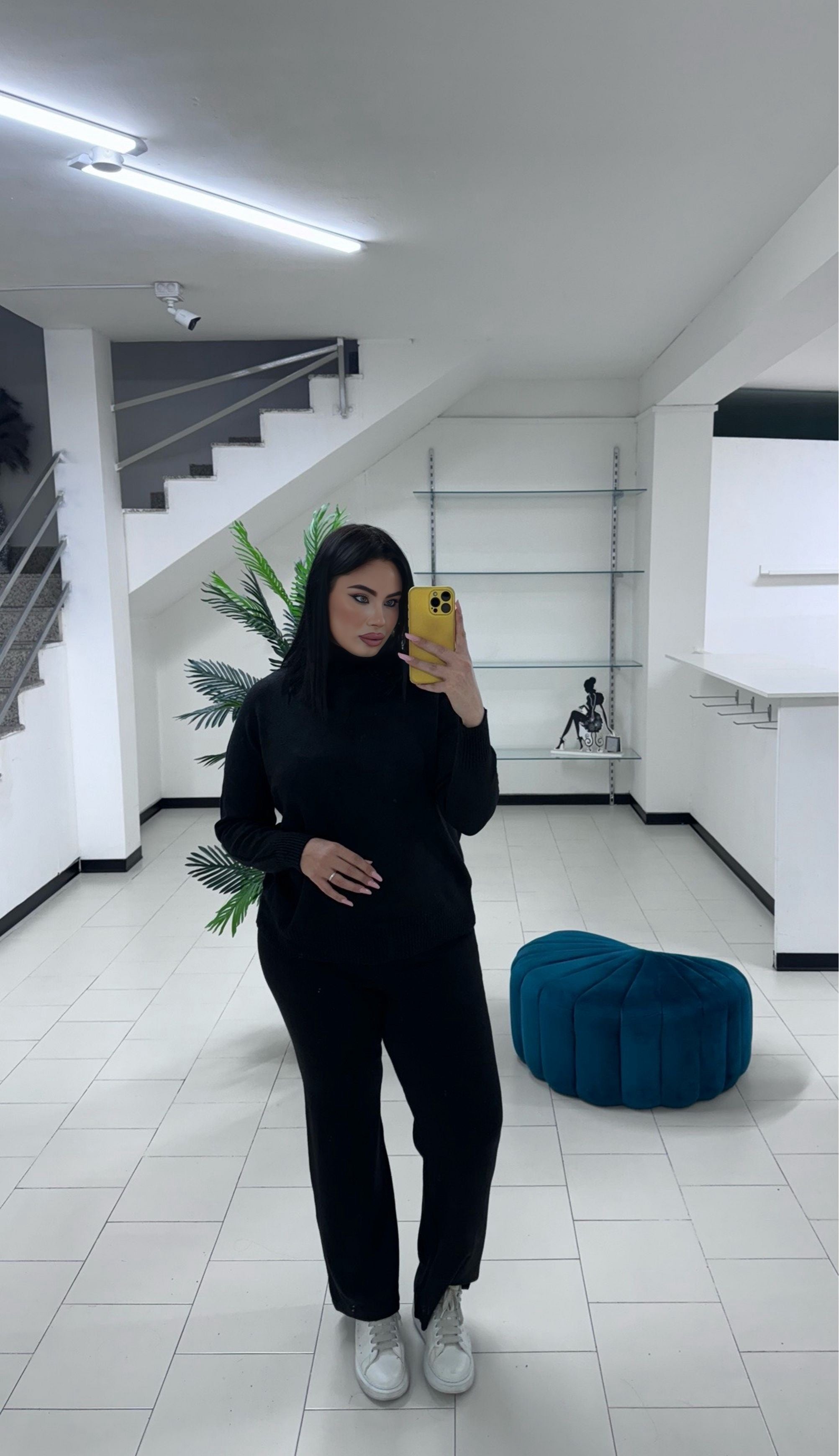 Coordinato lana rasata black