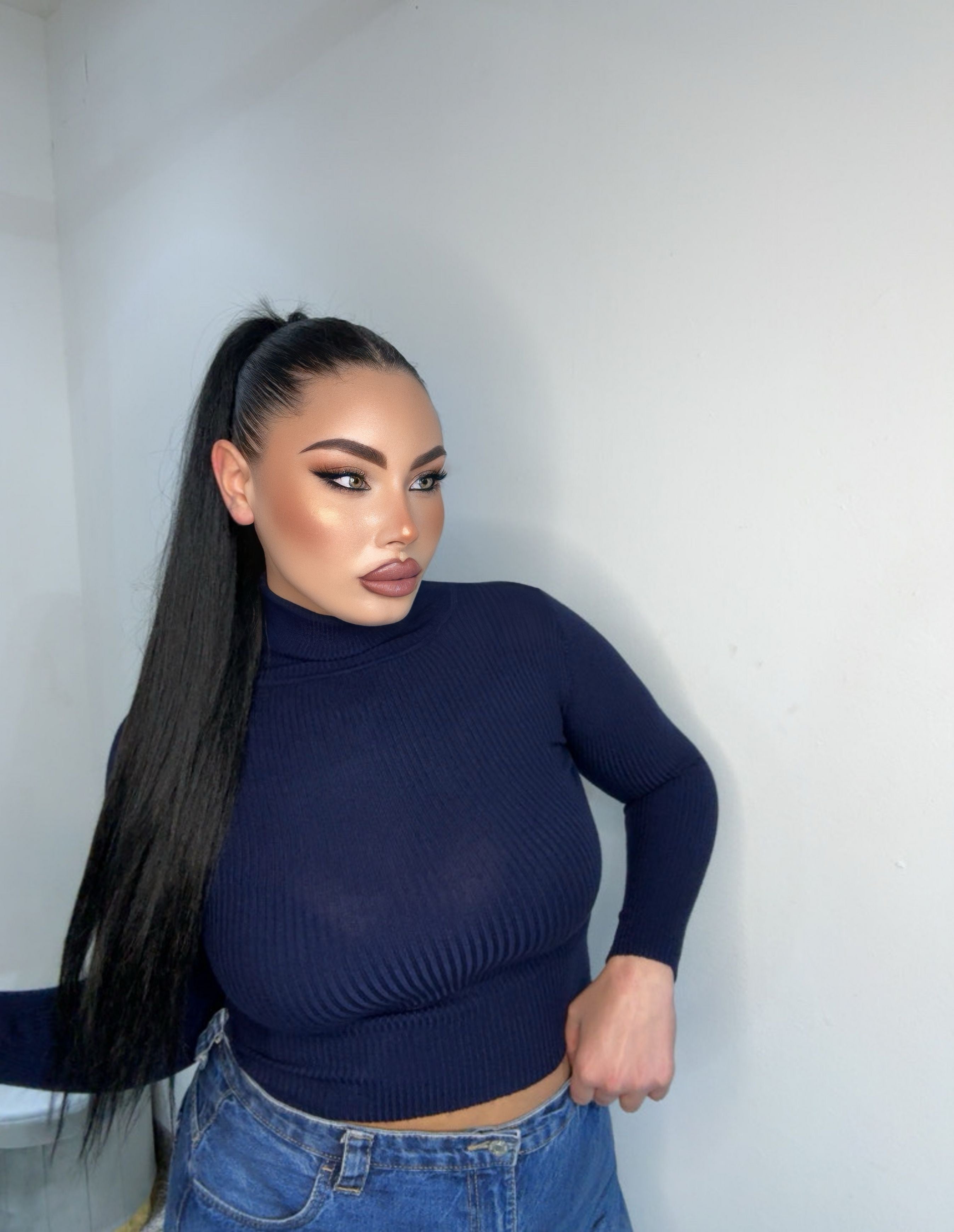 Maglioncino crop blu navy