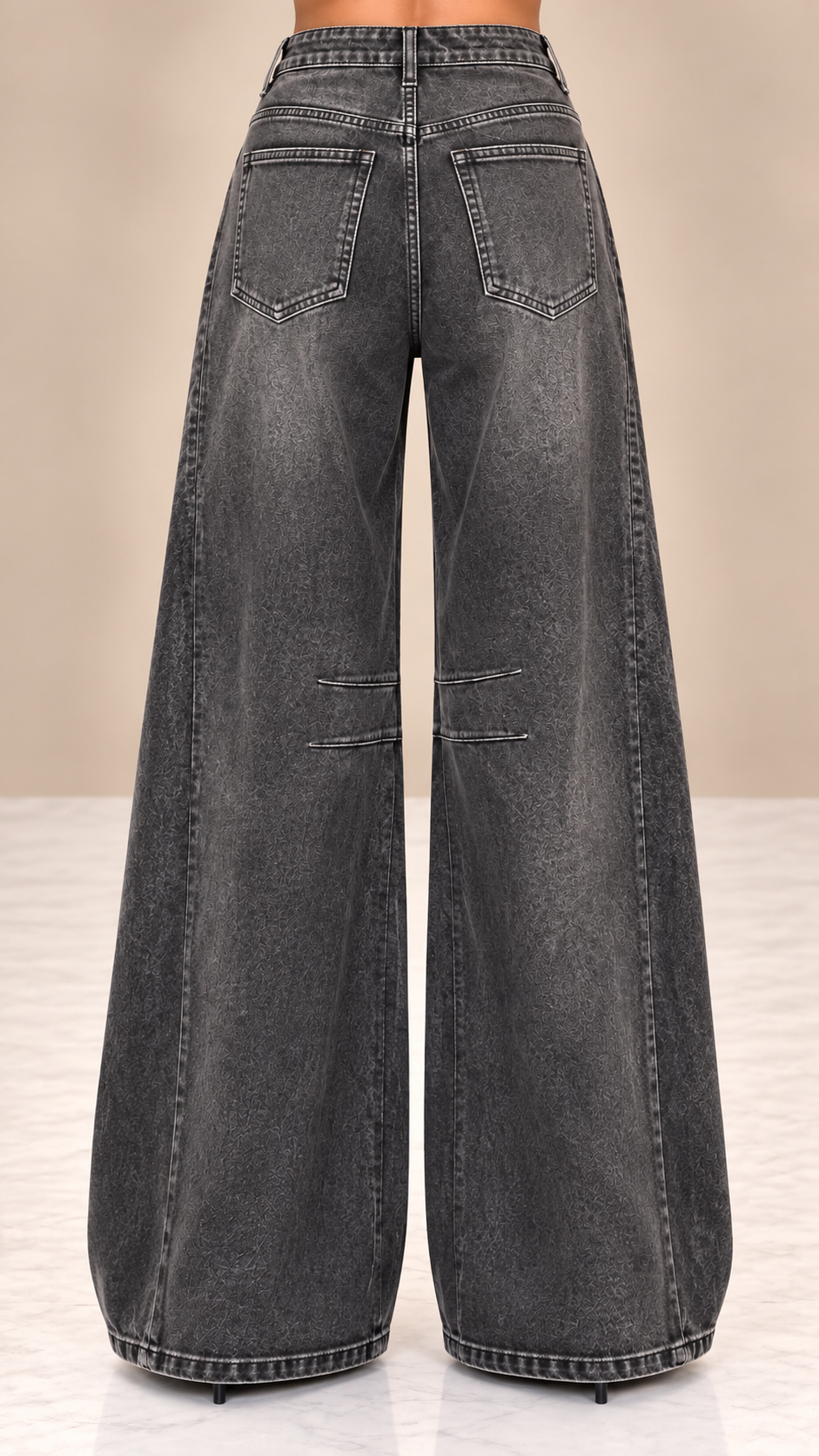 Jeans Wide Leg Washed Black