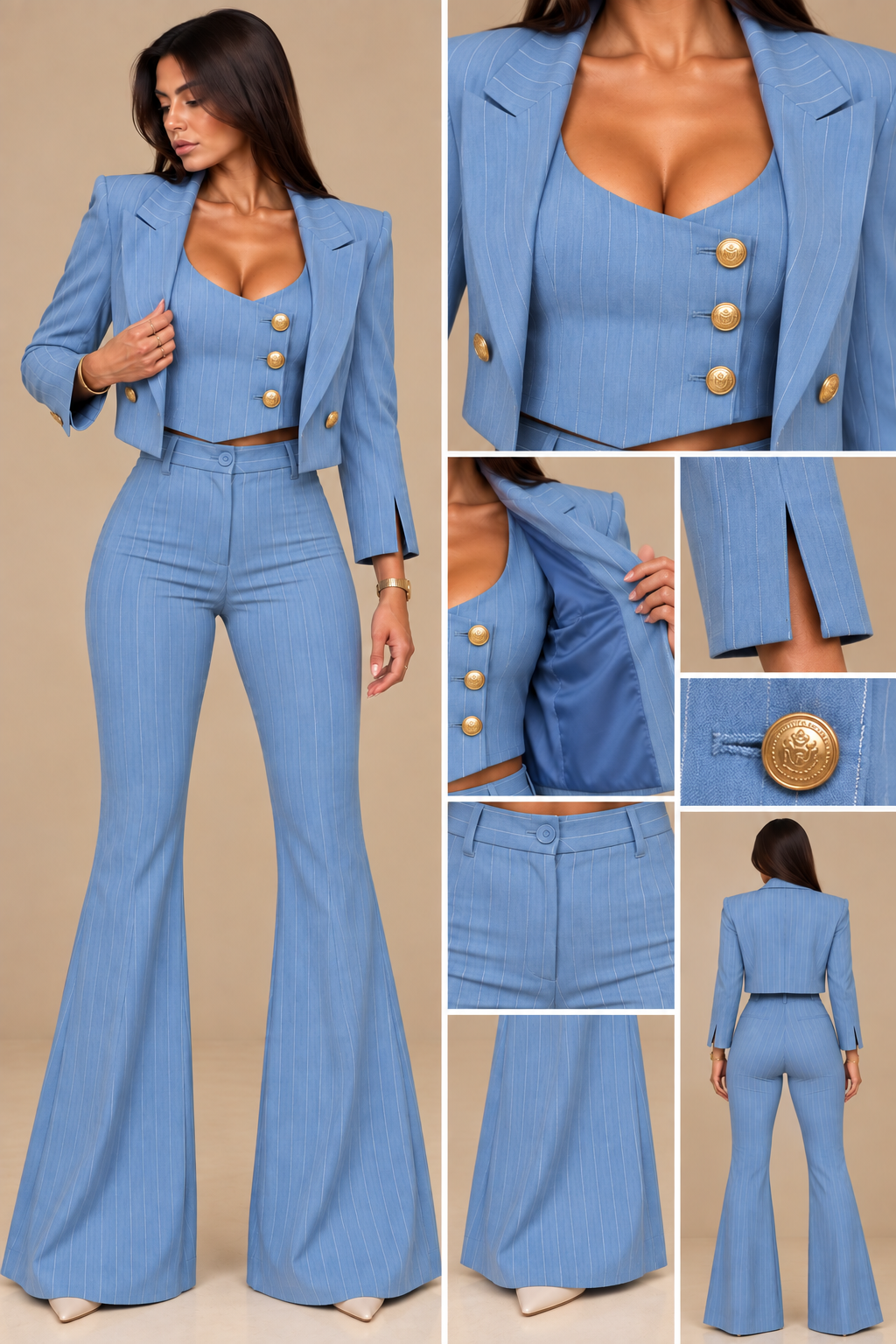 Tailleur Pinstripe Sky Blue