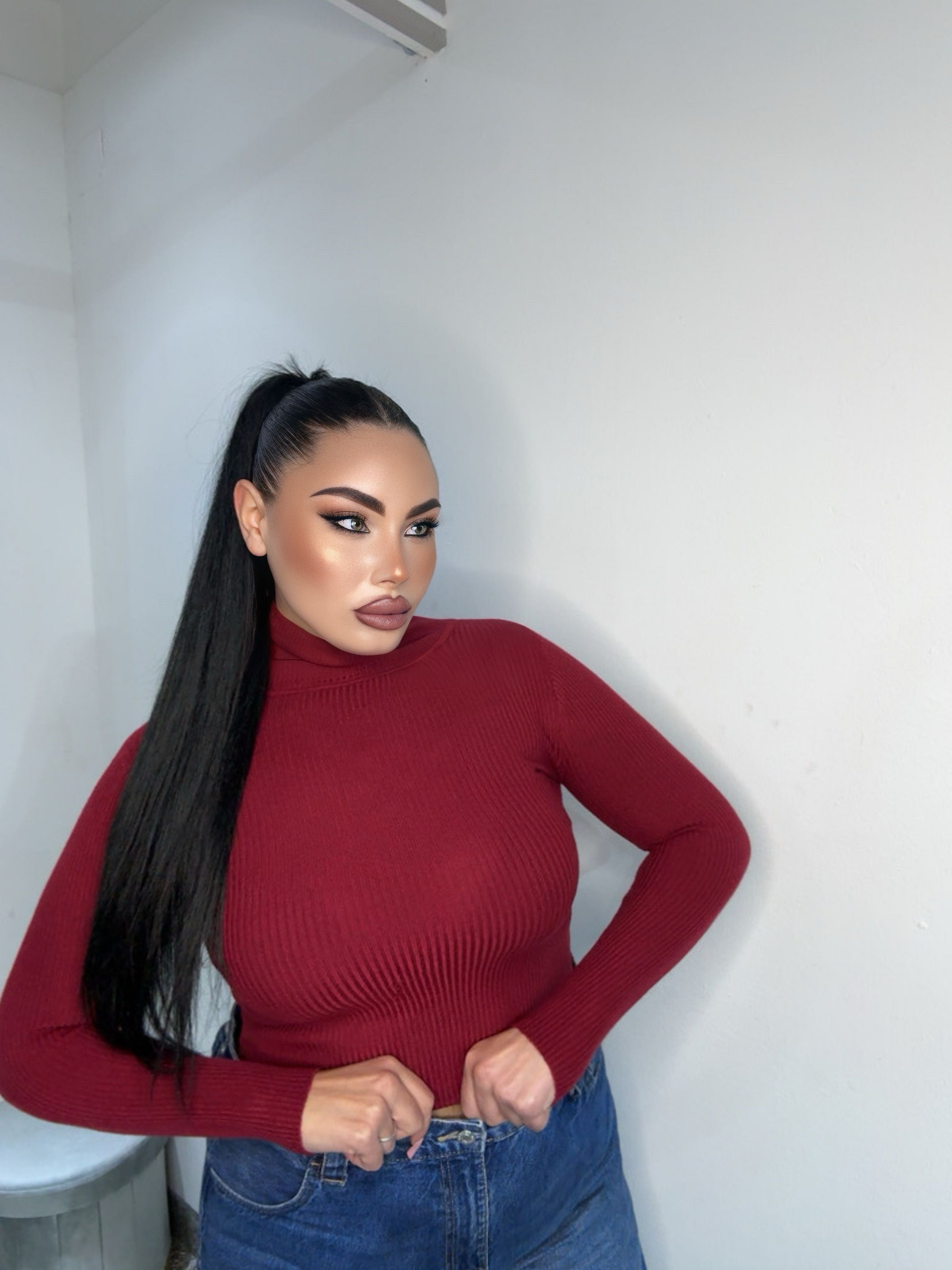 Maglioncino crop bordeaux