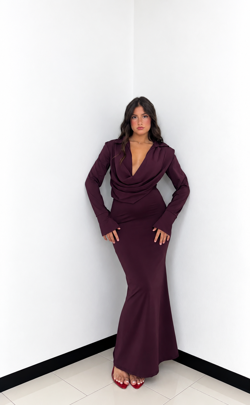 ABITO ELEGANCE DRAPE PRUGNA