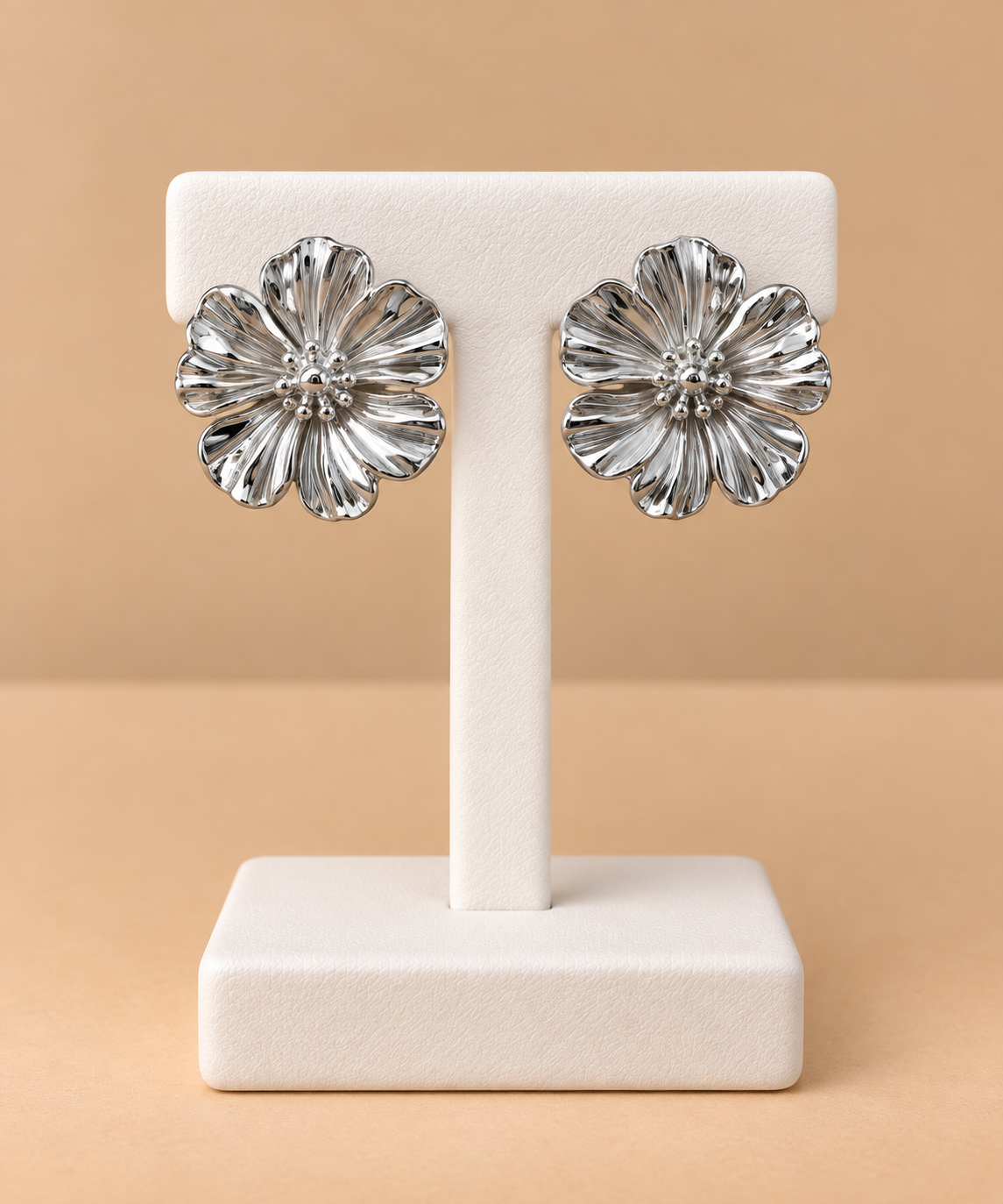 Orecchini Fiore Silver Plissé