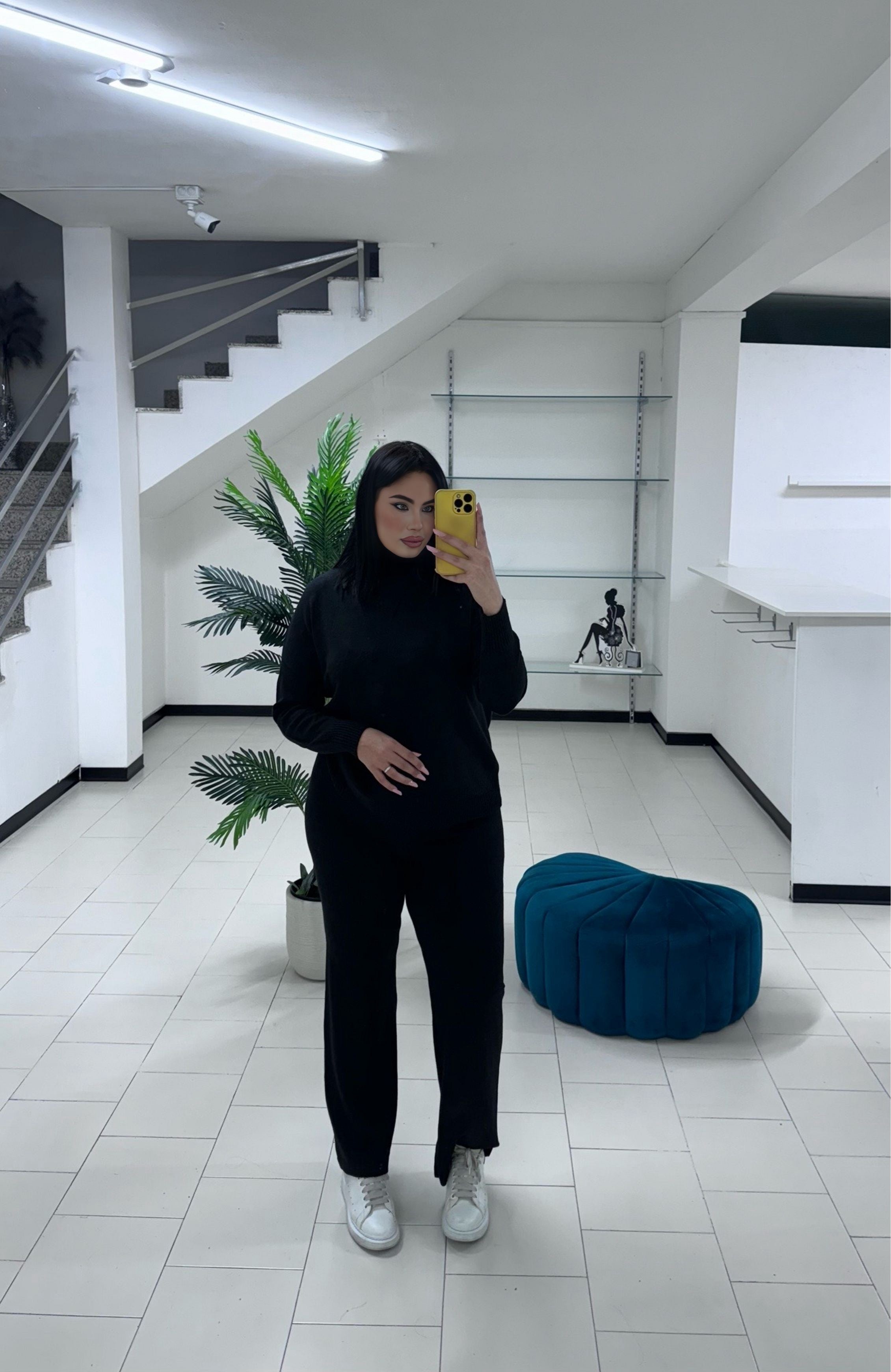 Coordinato lana rasata black