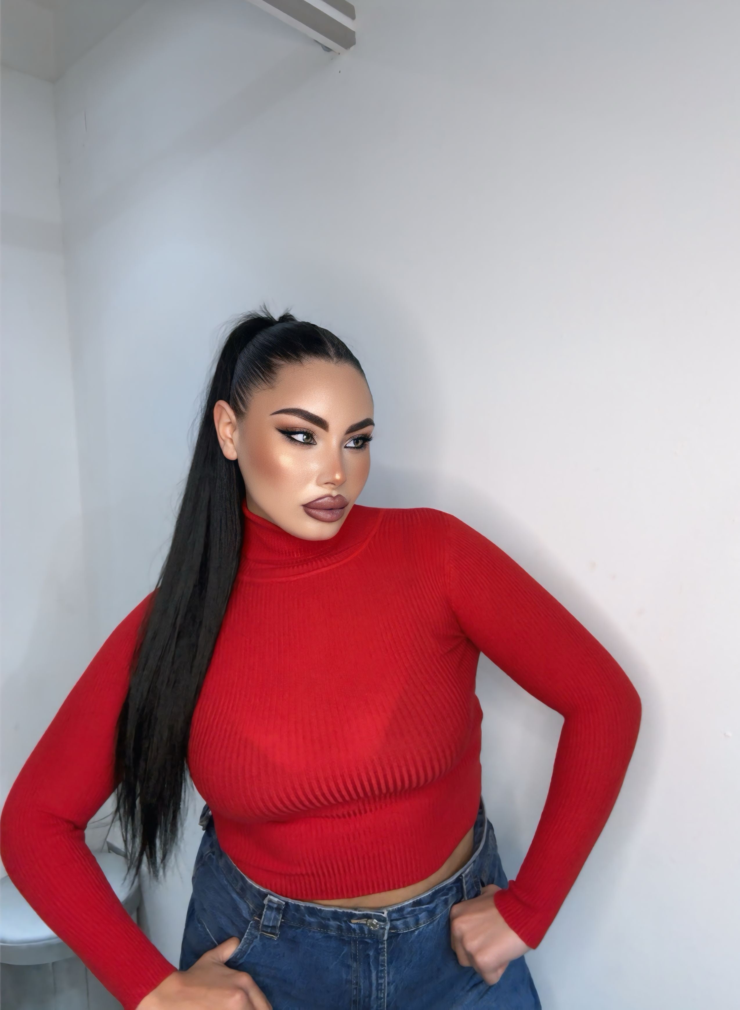 Maglioncino crop rosso