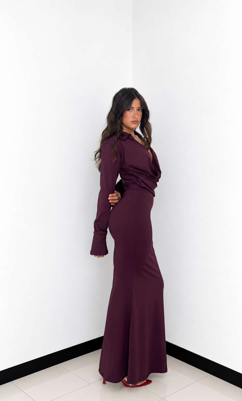 ABITO ELEGANCE DRAPE PRUGNA