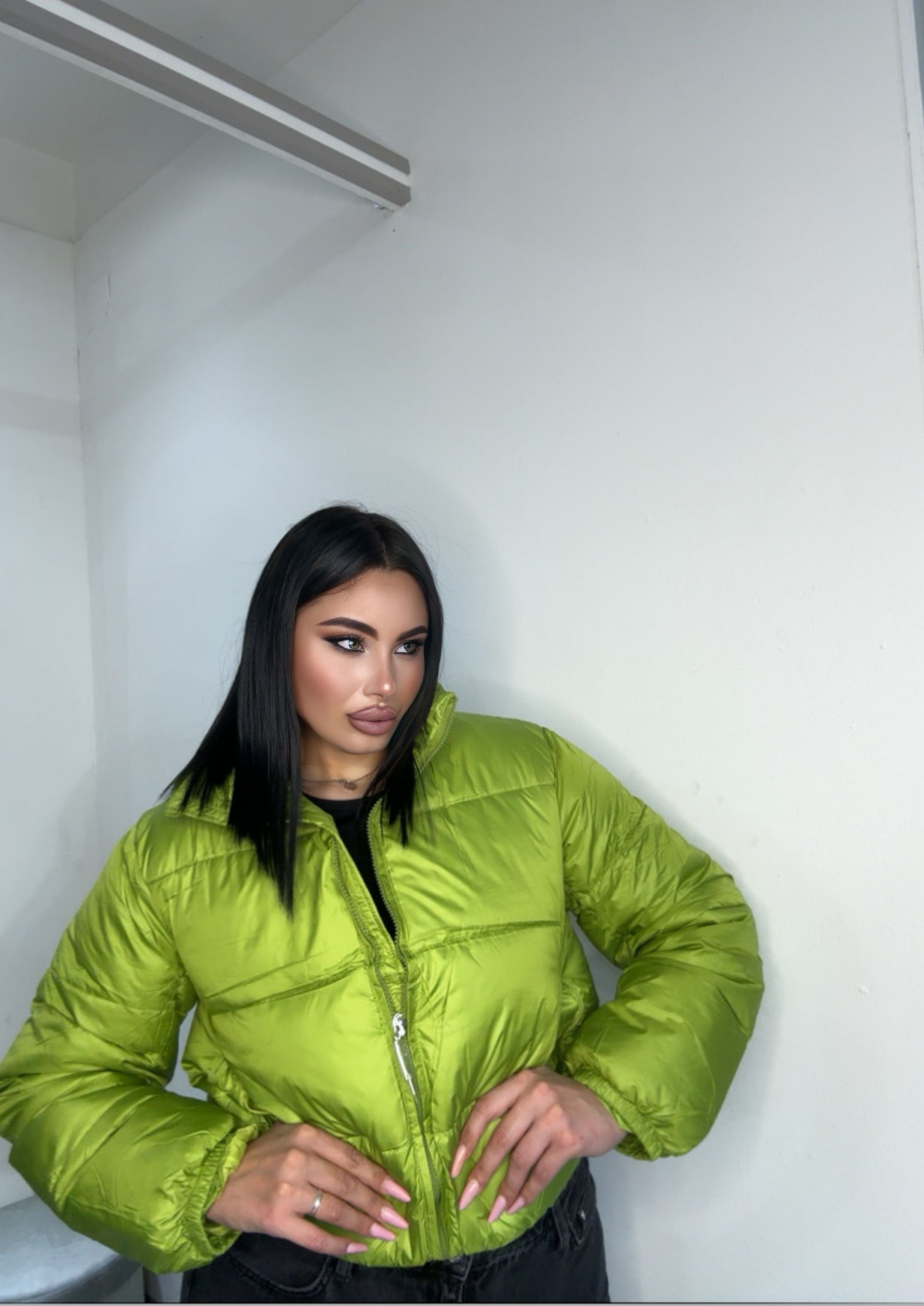 Bomber crop verde lime