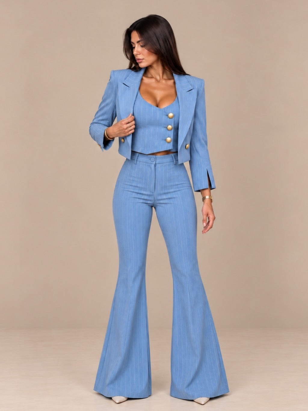 Tailleur Pinstripe Sky Blue