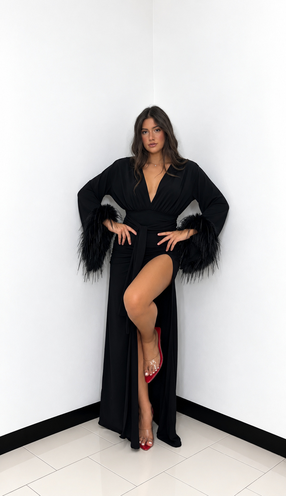 ABITO MIDNIGHT FEATHERS BLACK