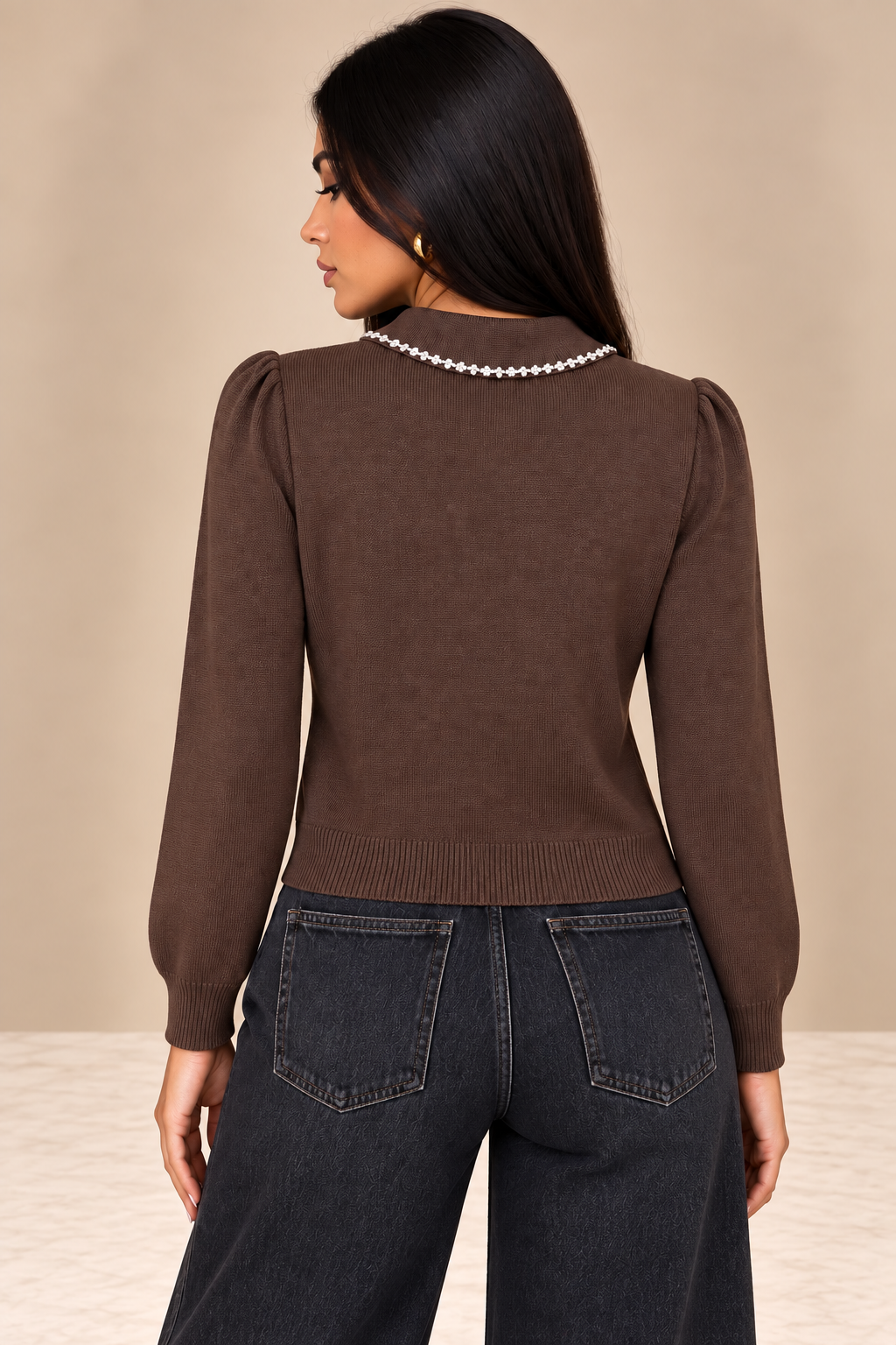 Maglia Sparkle Collar Marrone