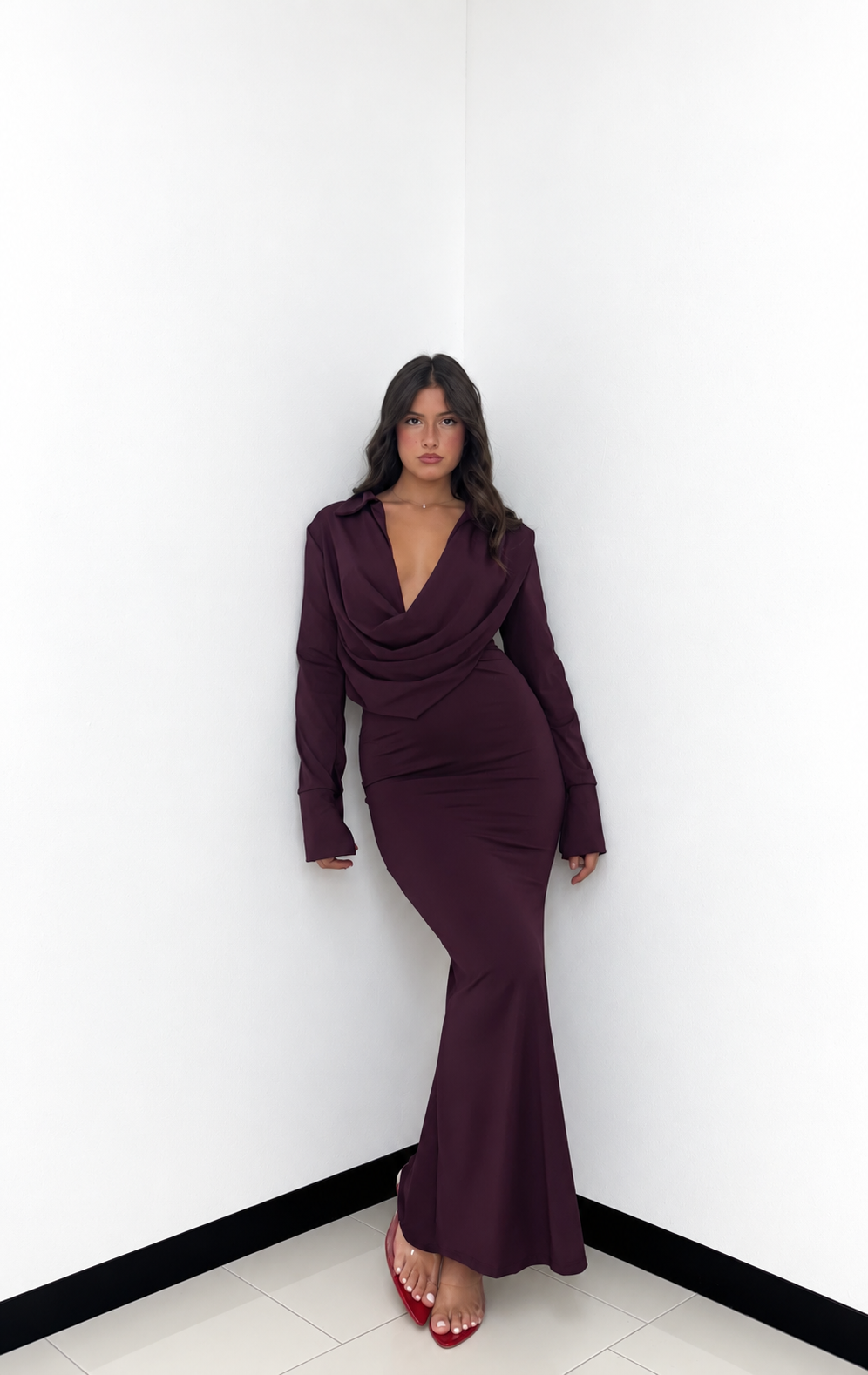 ABITO ELEGANCE DRAPE PRUGNA