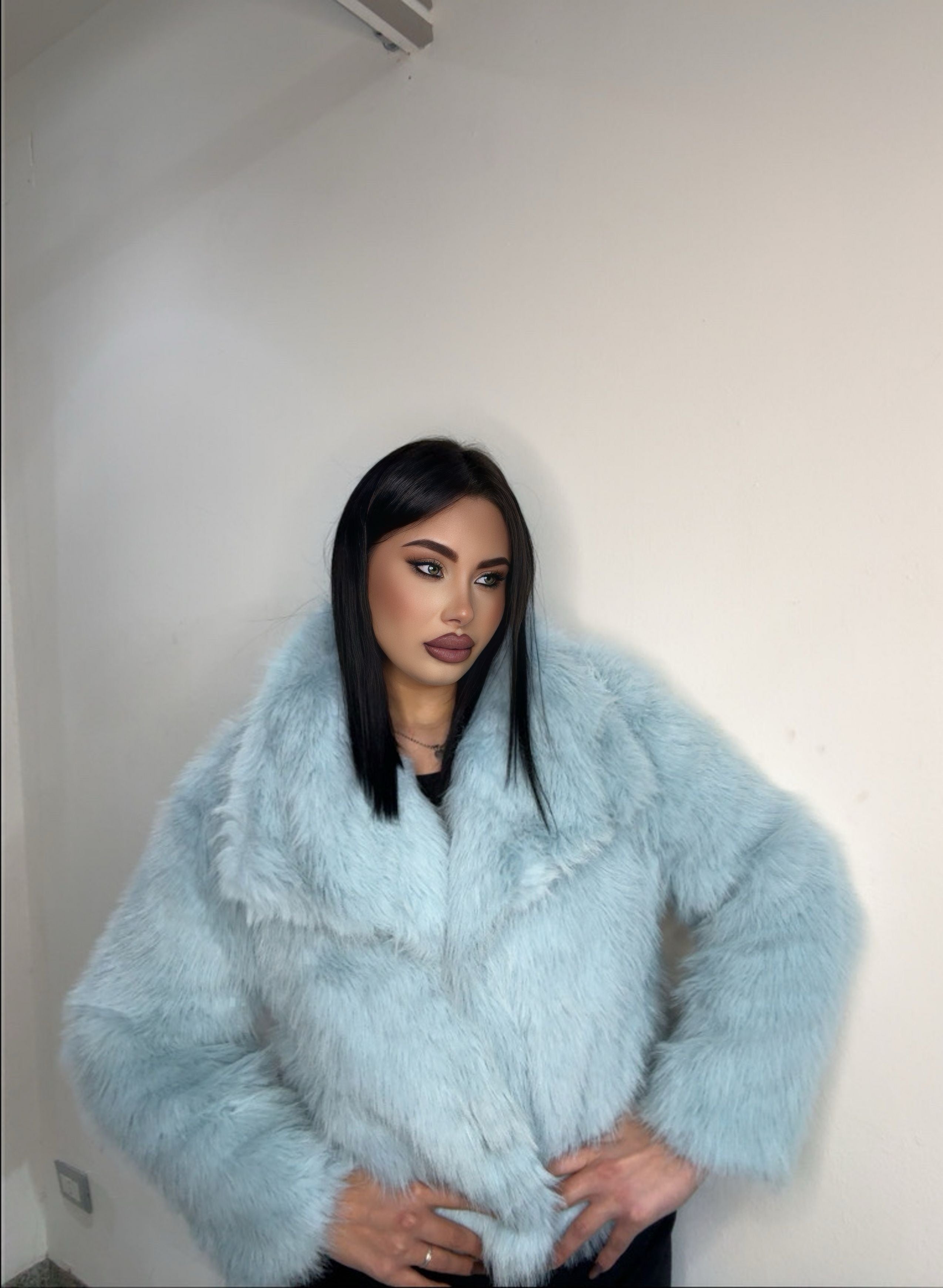 Pelliccia 68336 azzurra