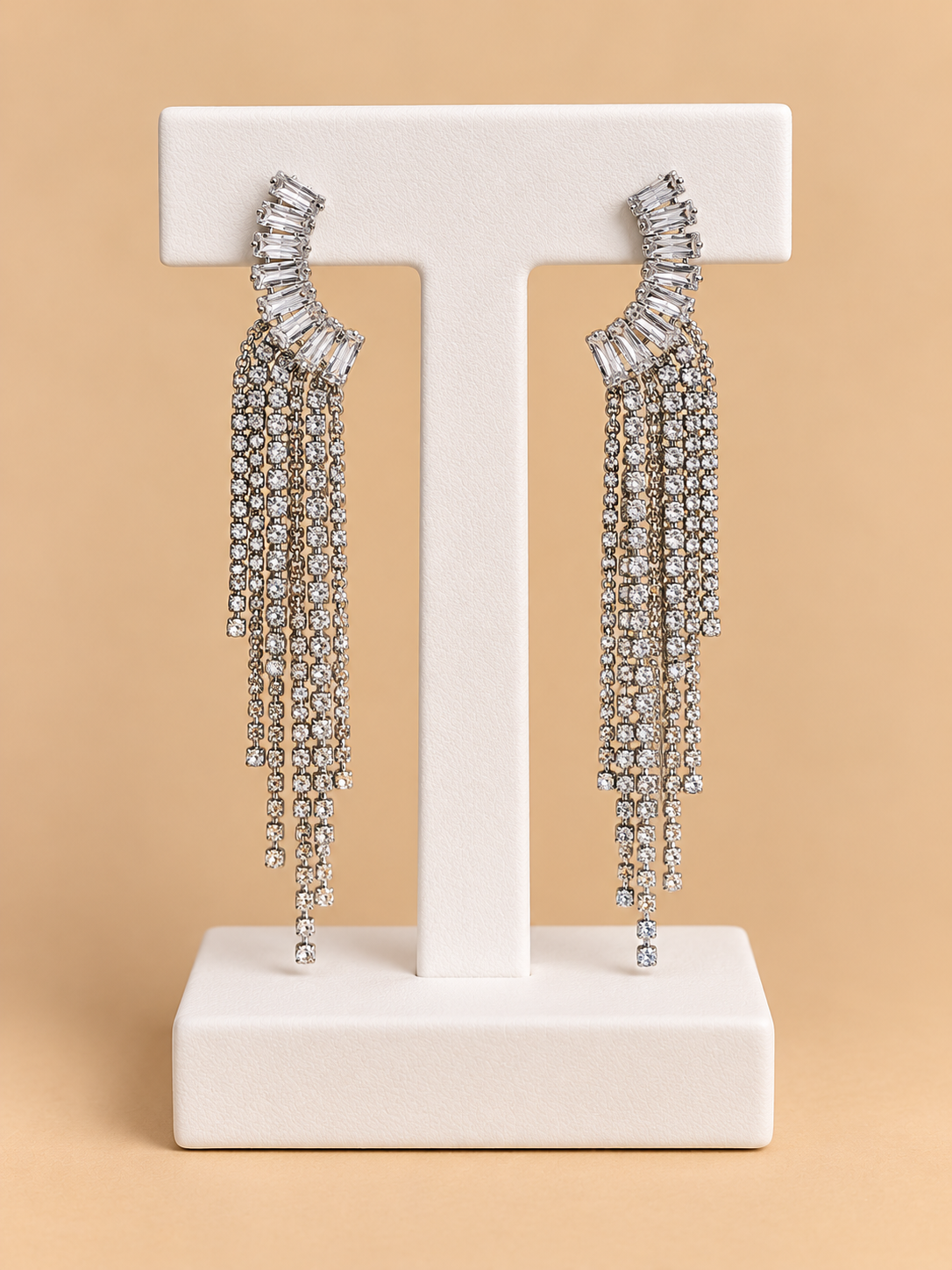 Orecchini Cascata di Cristalli Silver
