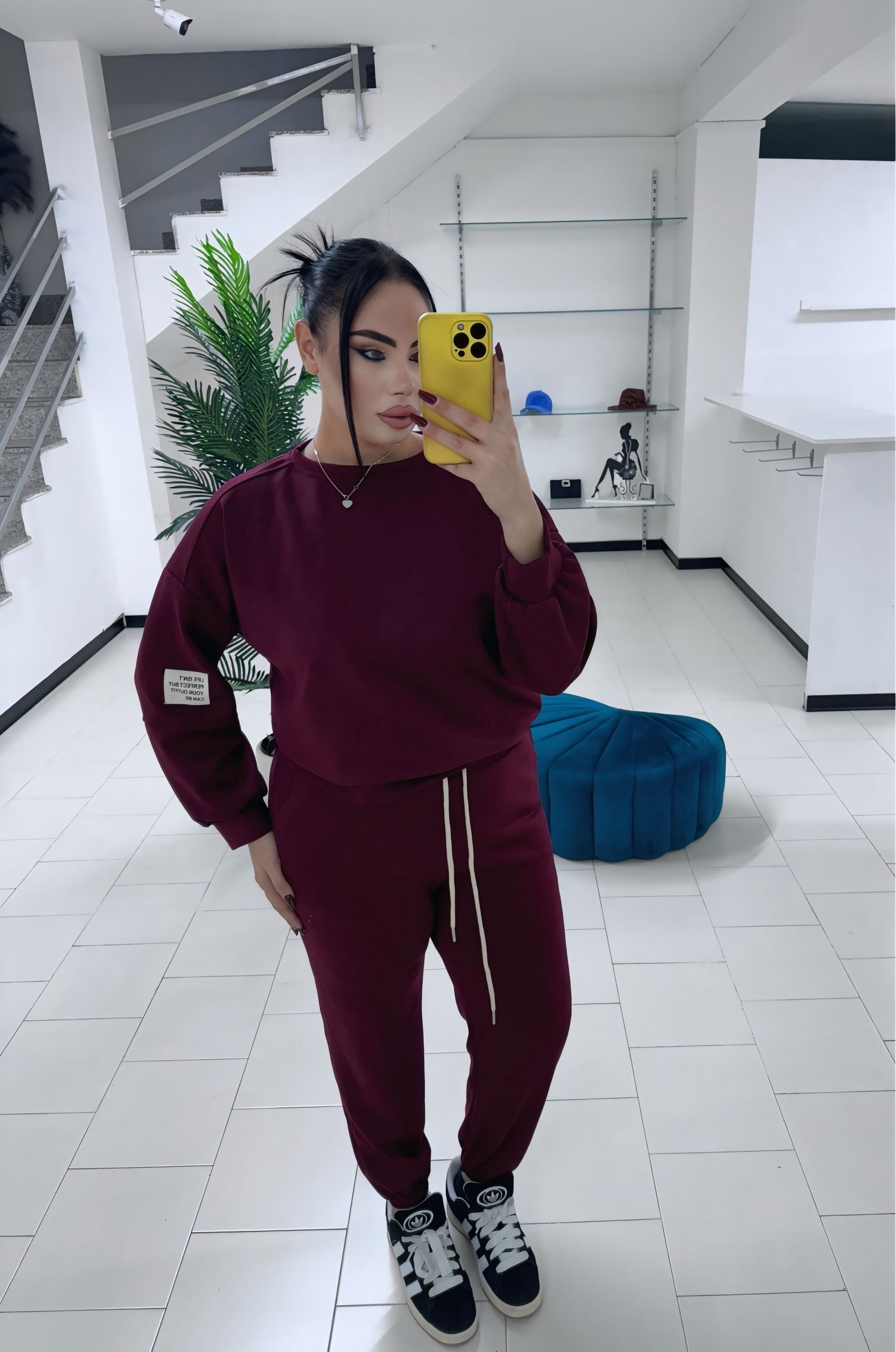 Coordinato tuta mayla bordó