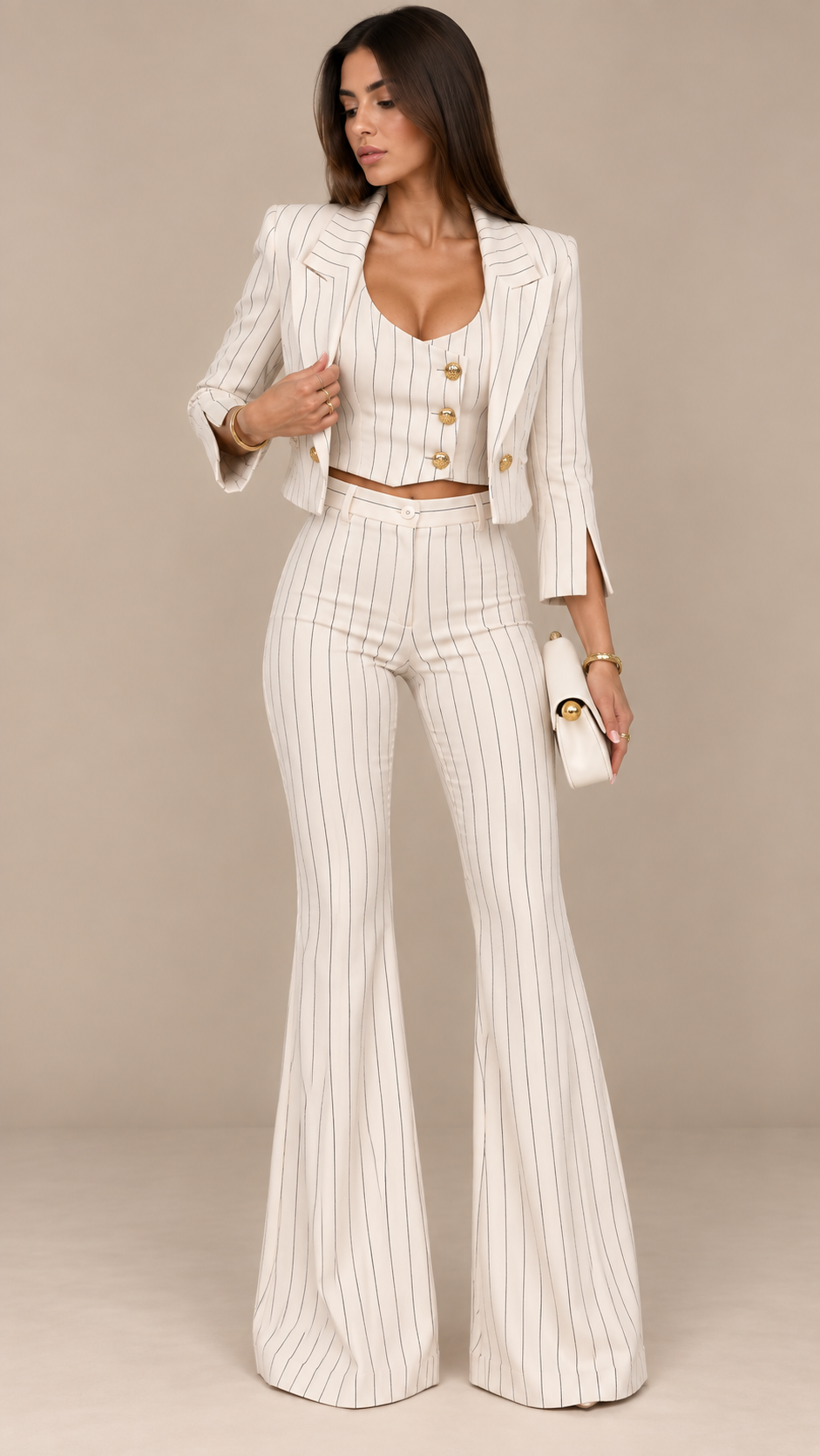 Tailleur Pinstripe Ivory