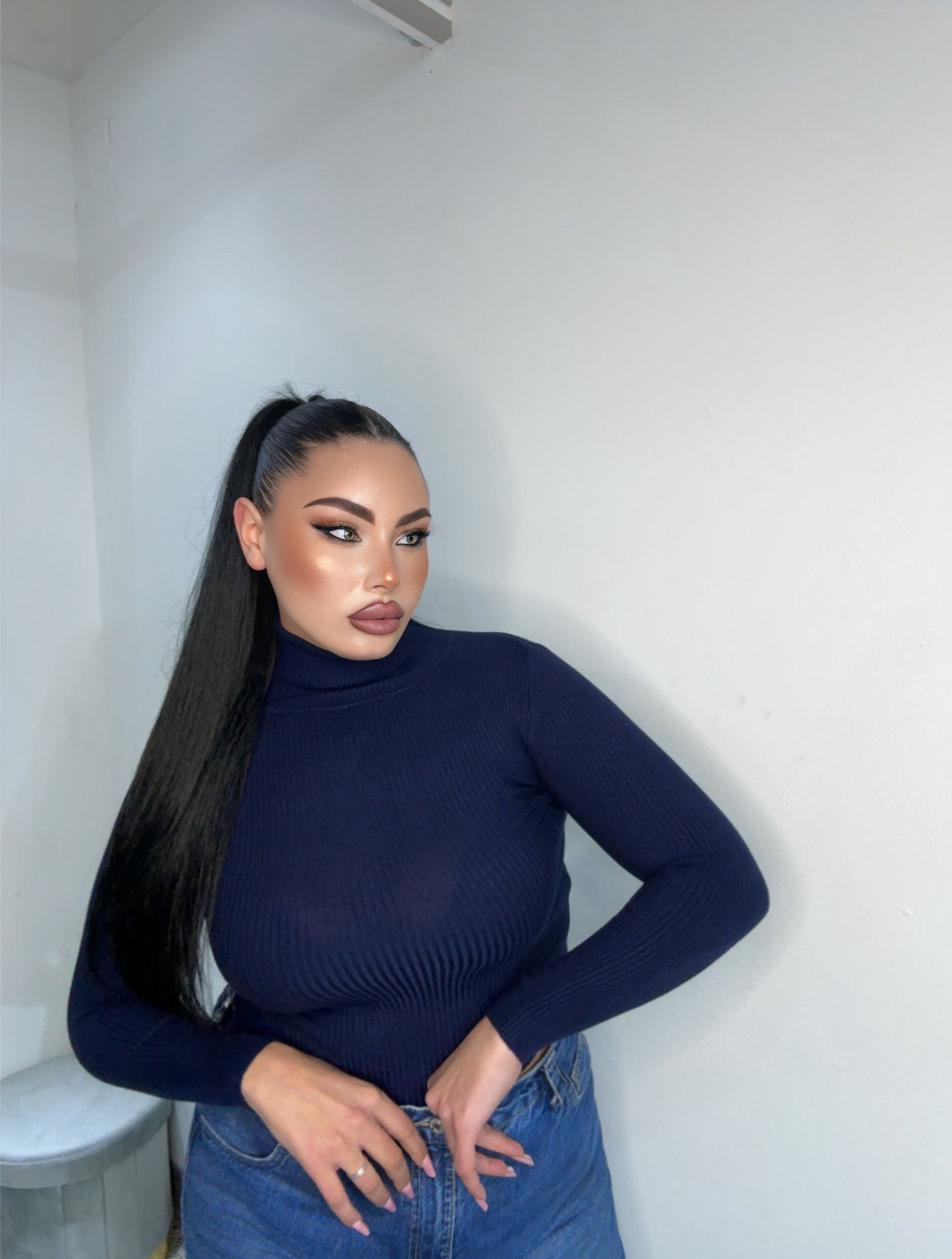 Maglioncino crop blu navy