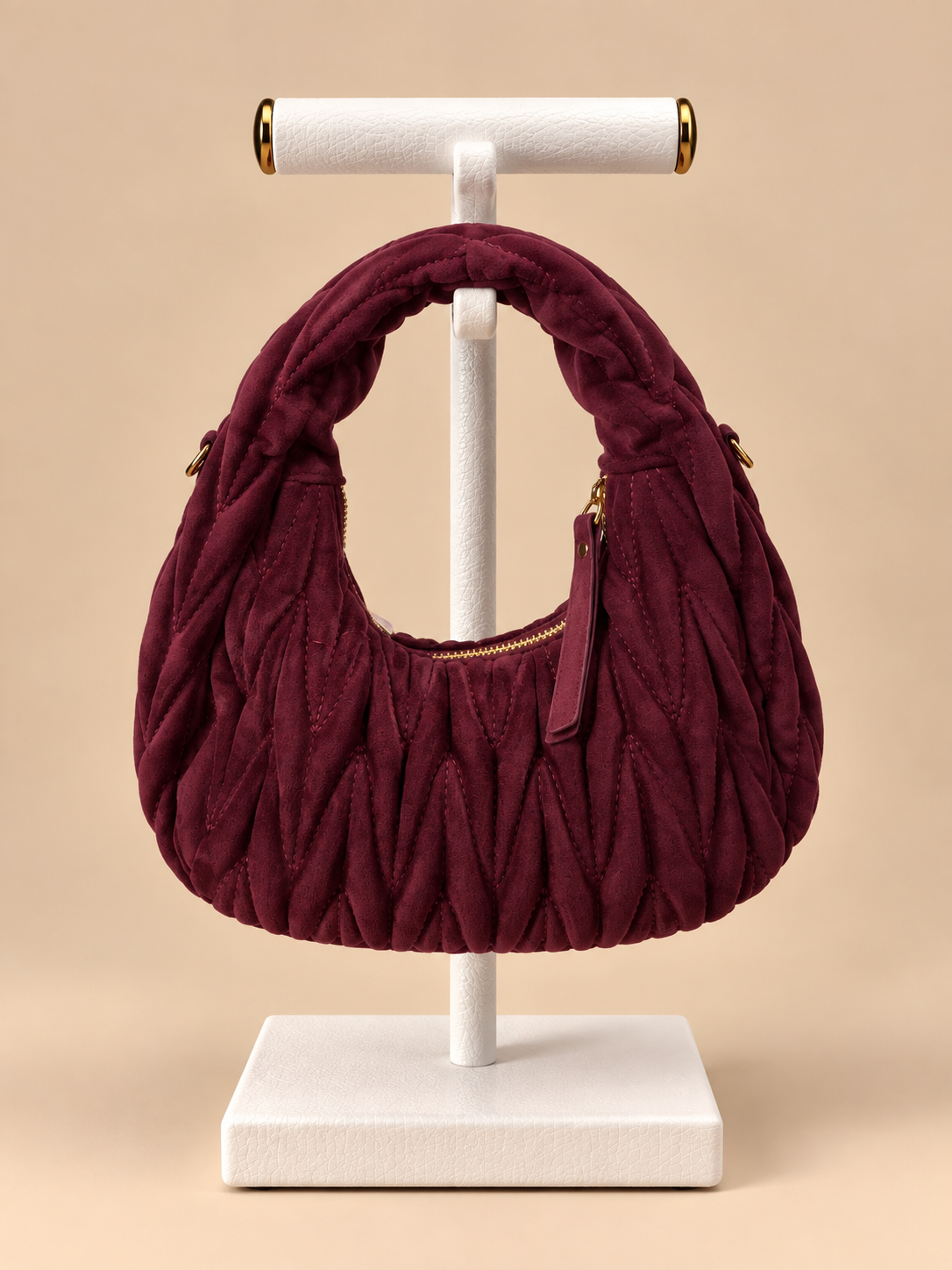 Borsa Bordeaux Trapuntata con Tracolla