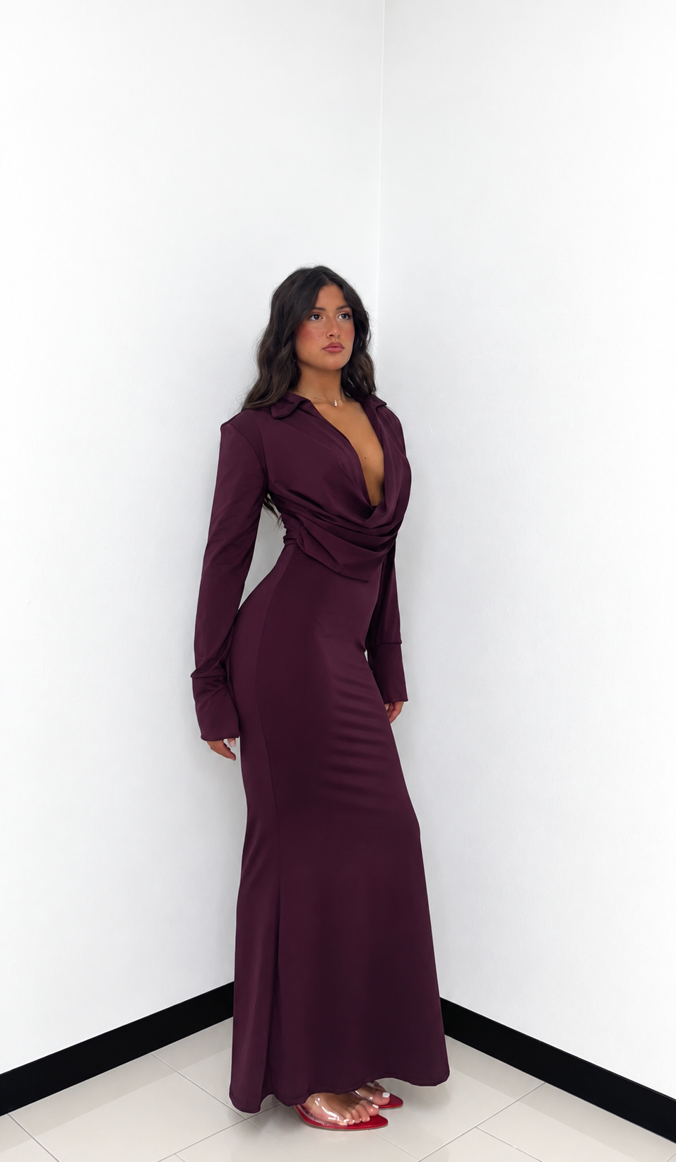 ABITO ELEGANCE DRAPE PRUGNA