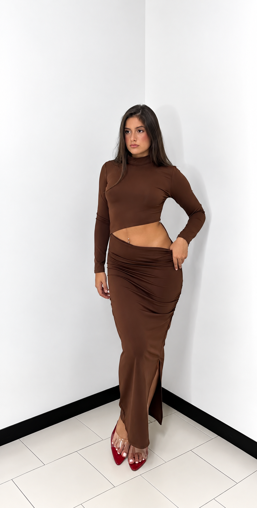 Abito long Dress chocolate brown