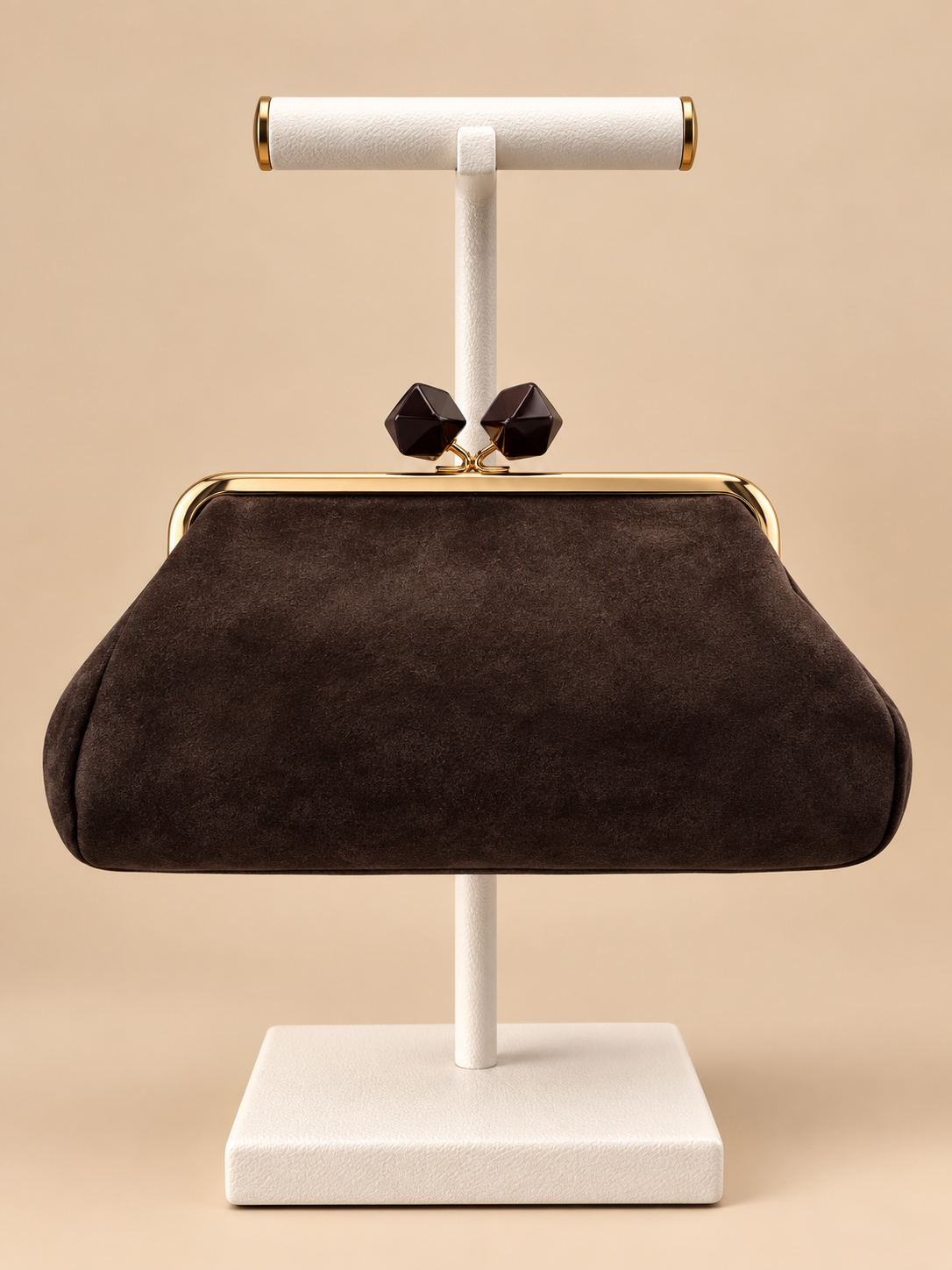 Pochette Marrone in Camoscio con Chiusura Dorata