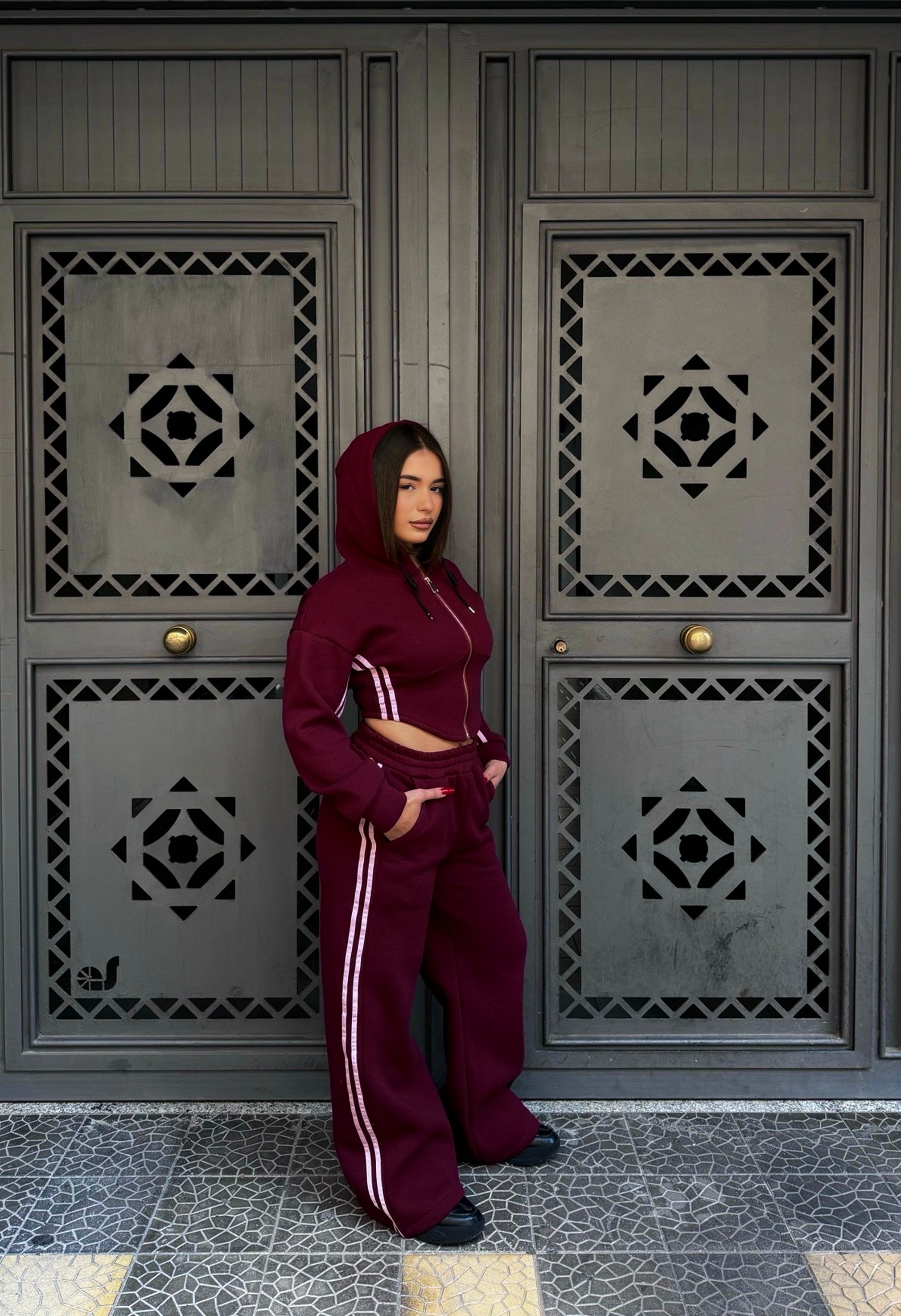 Coordinato tuta bordeaux