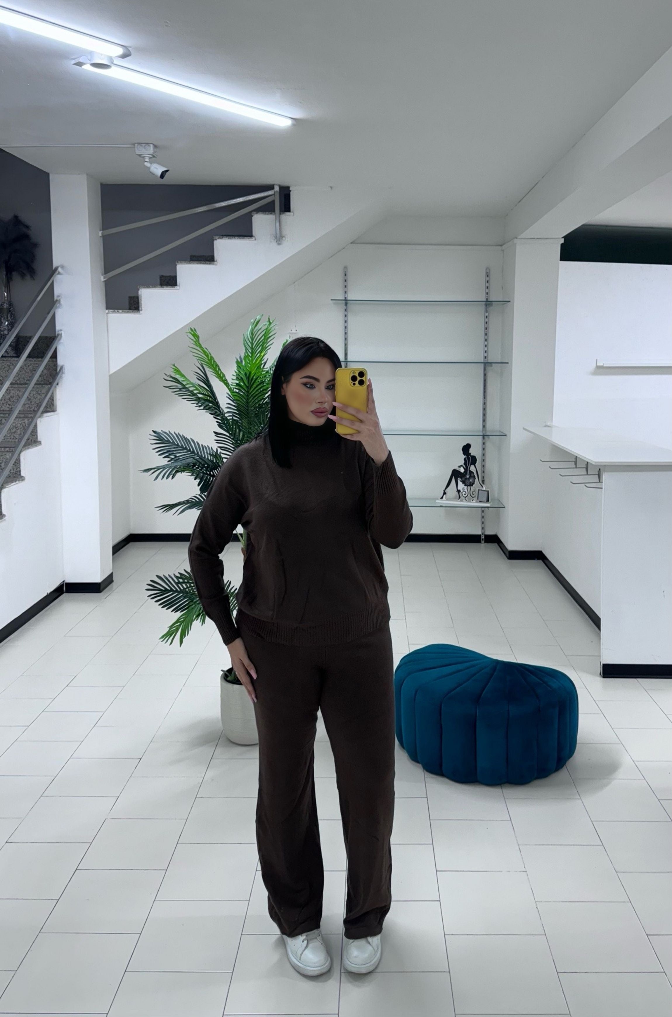 Coordinato lana rasata marrone