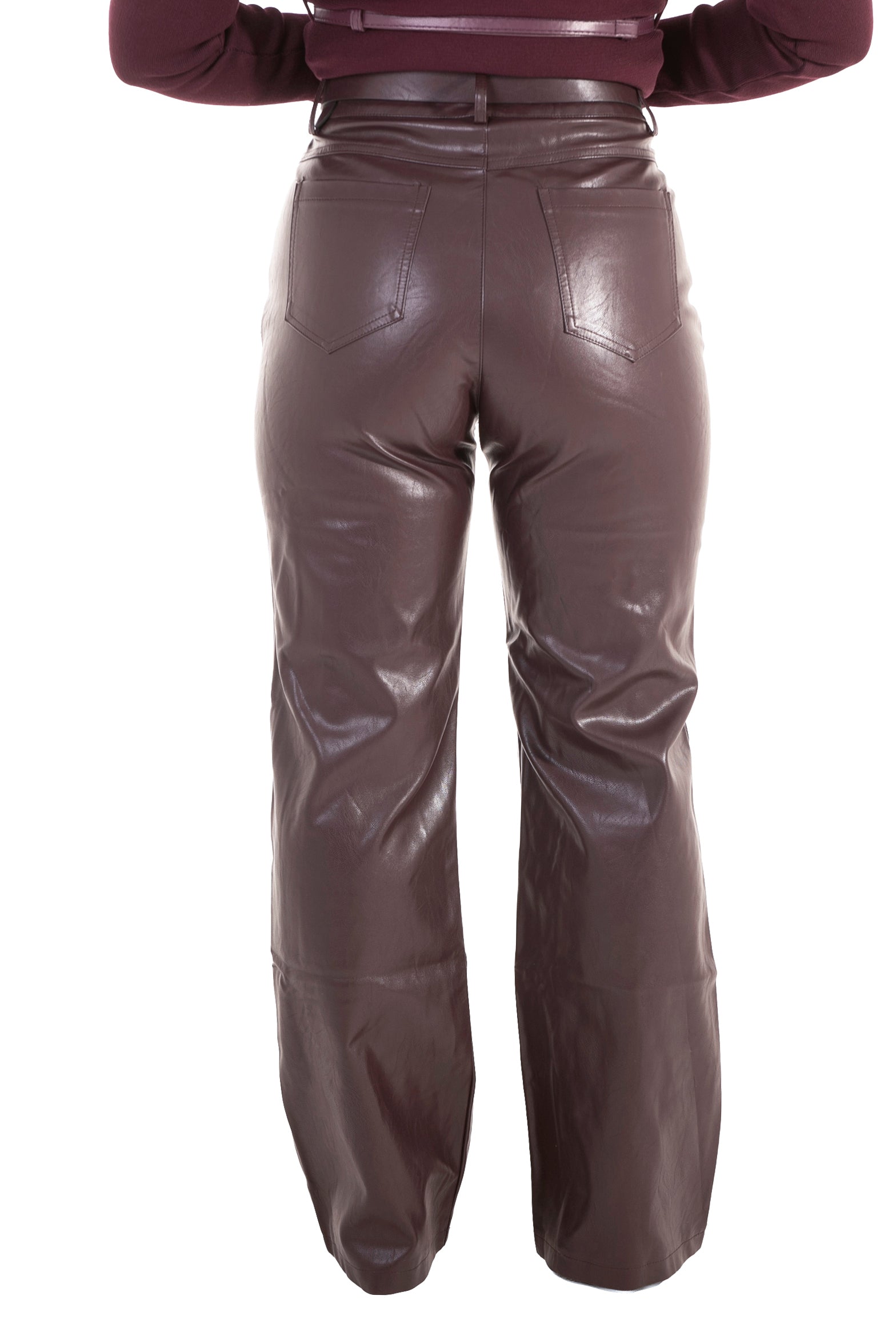 Pantalone in ecopelle bordeaux