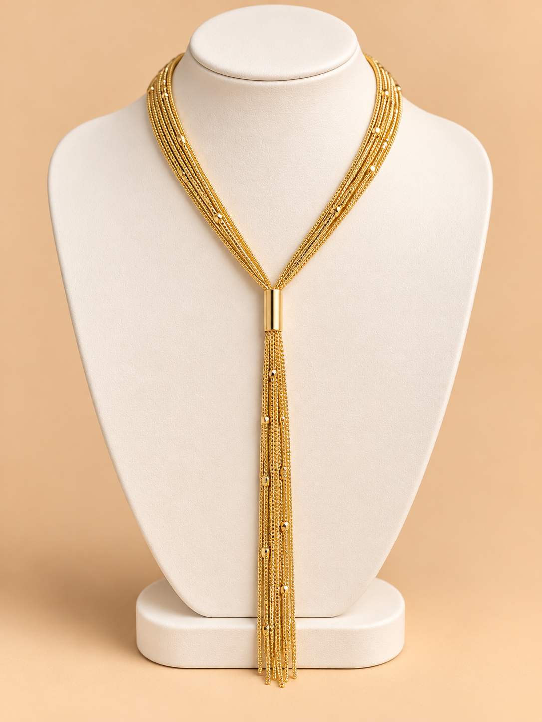 Collana Dorata Multifilo con Pendente a Cascata