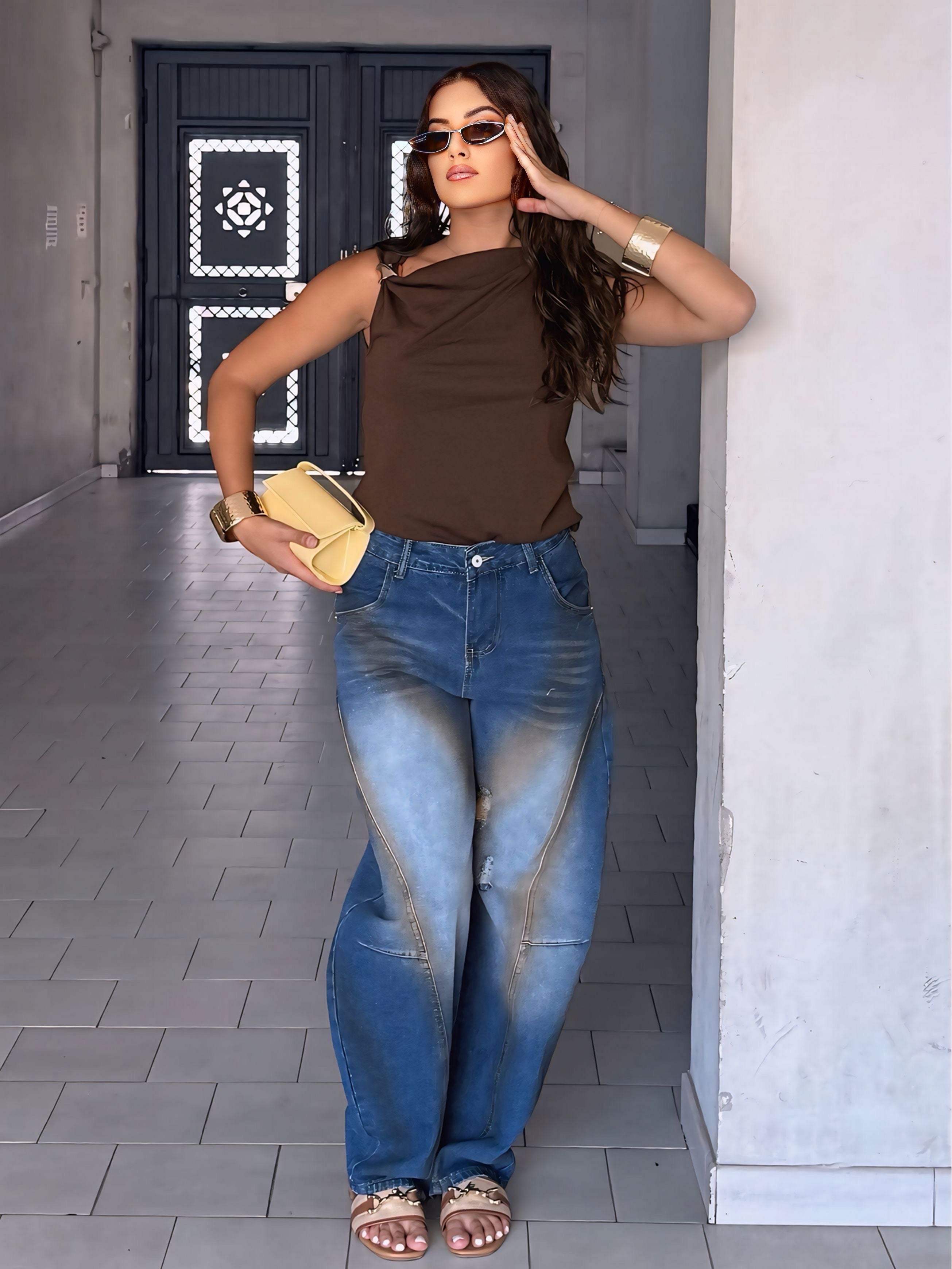 Jeans baggy sabbiato