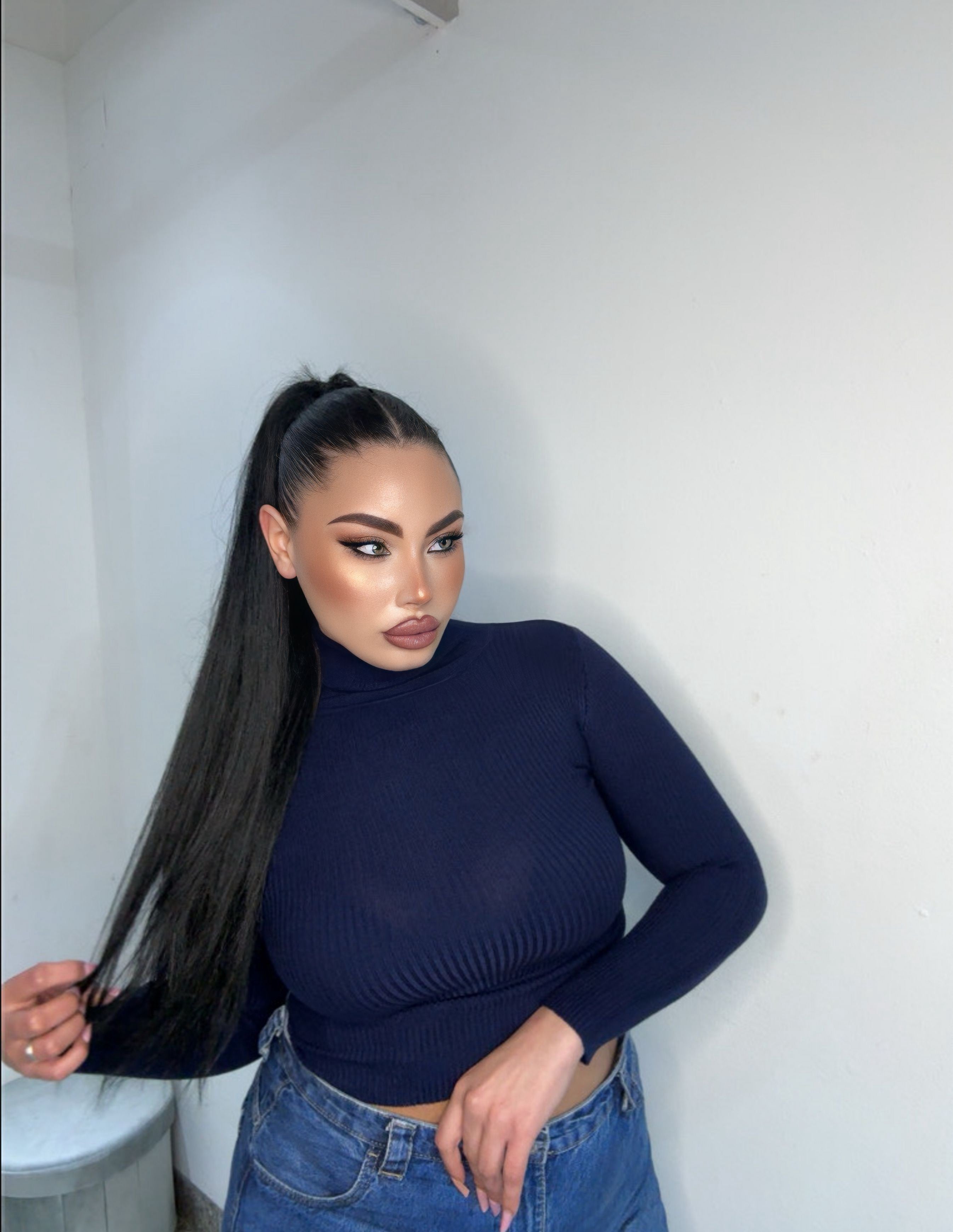 Maglioncino crop blu navy