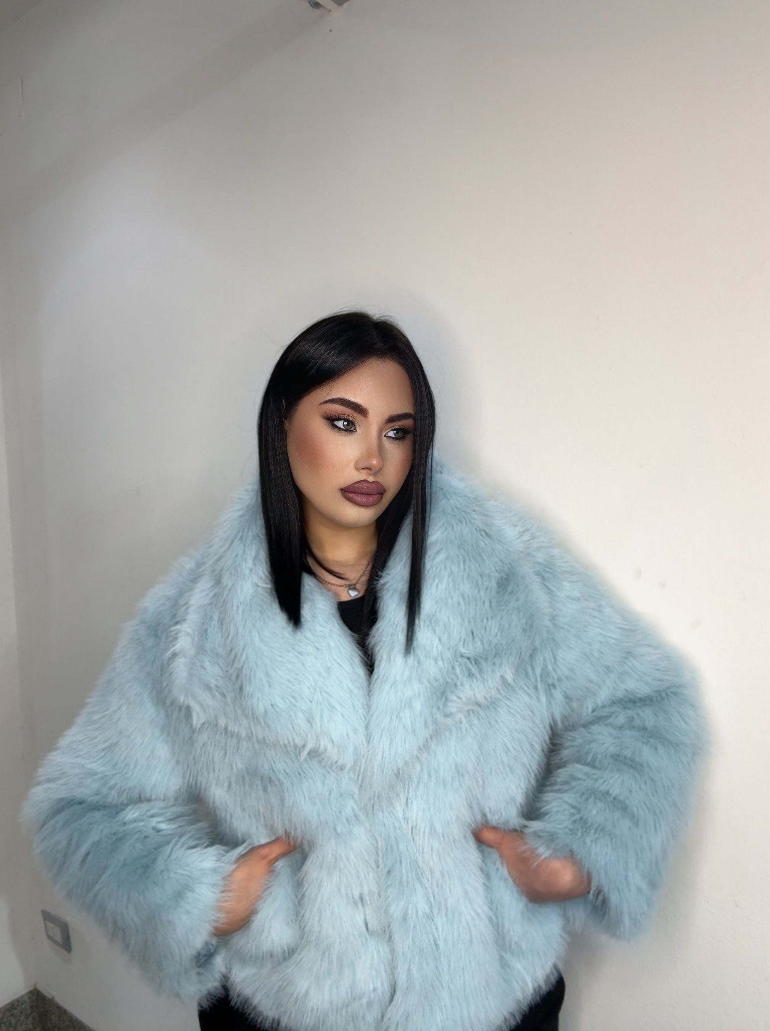 Pelliccia 68336 azzurra