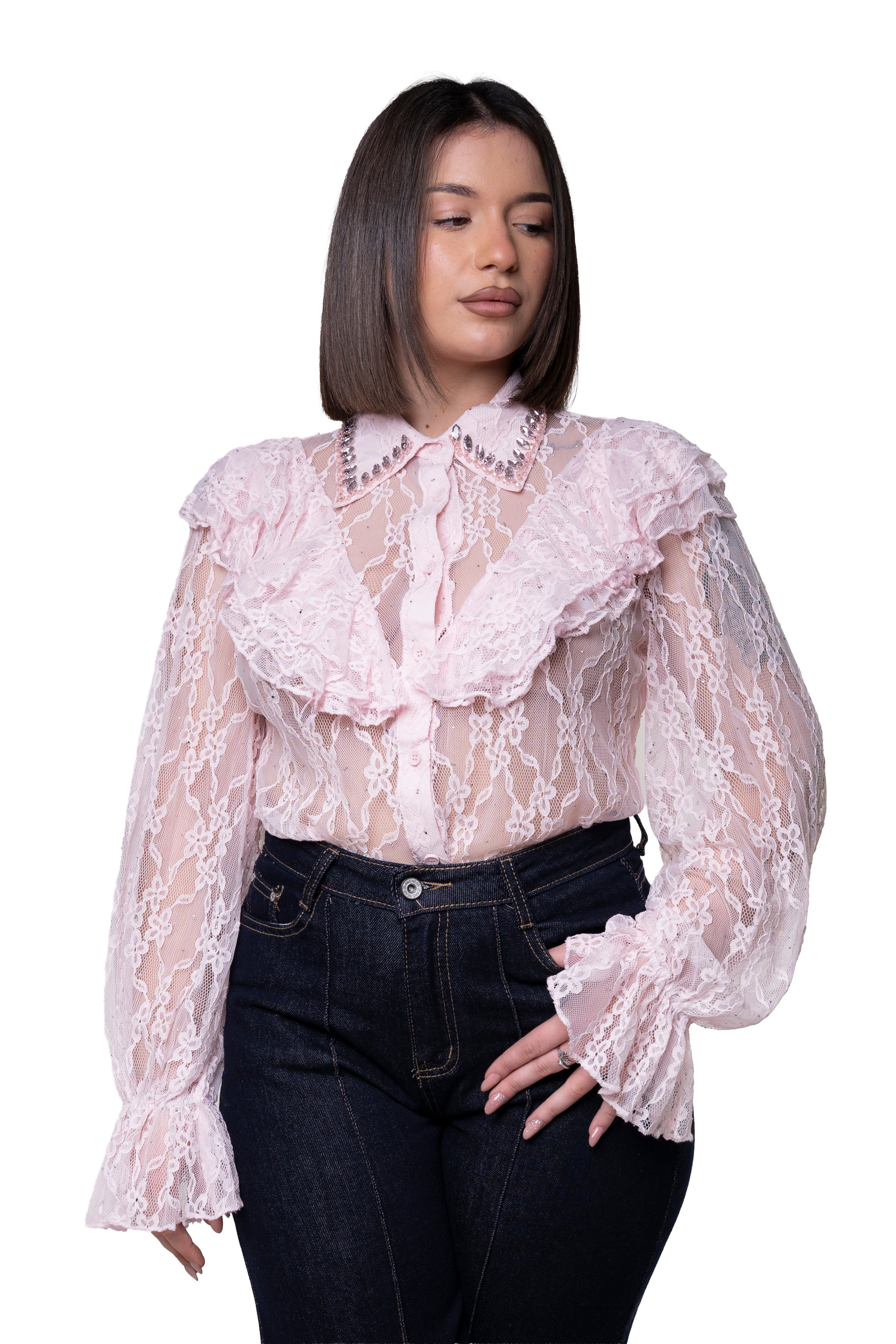 Camicia in pizzo pink