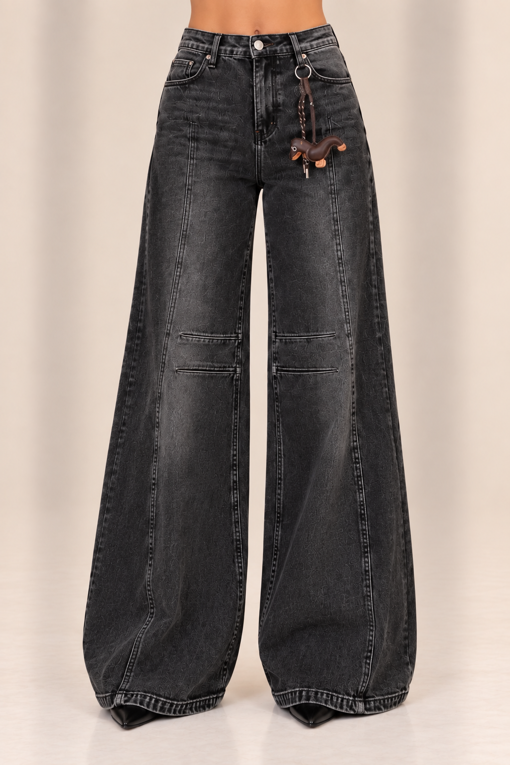 Jeans Wide Leg Washed Black