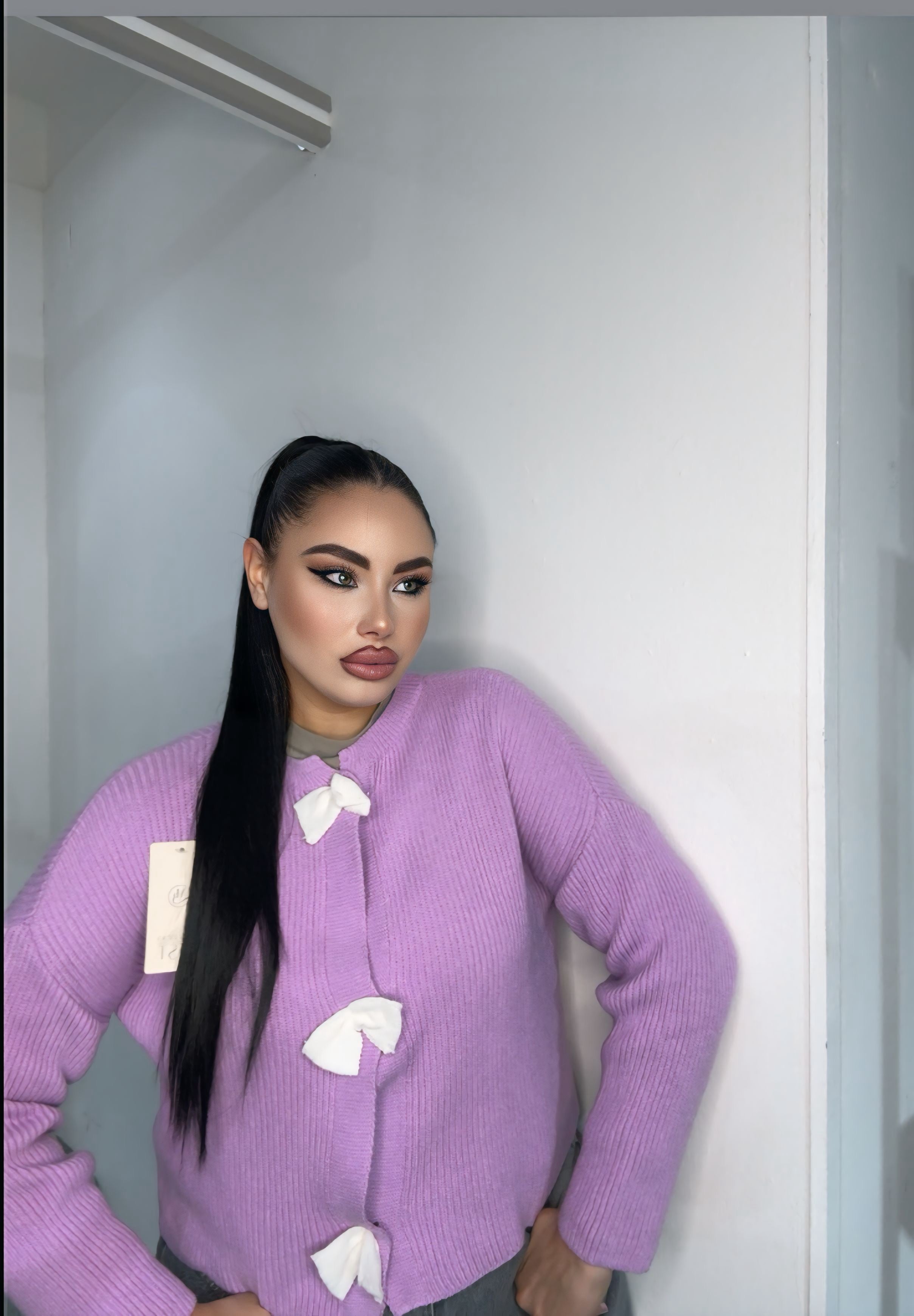 Cardigan fiocco lilla