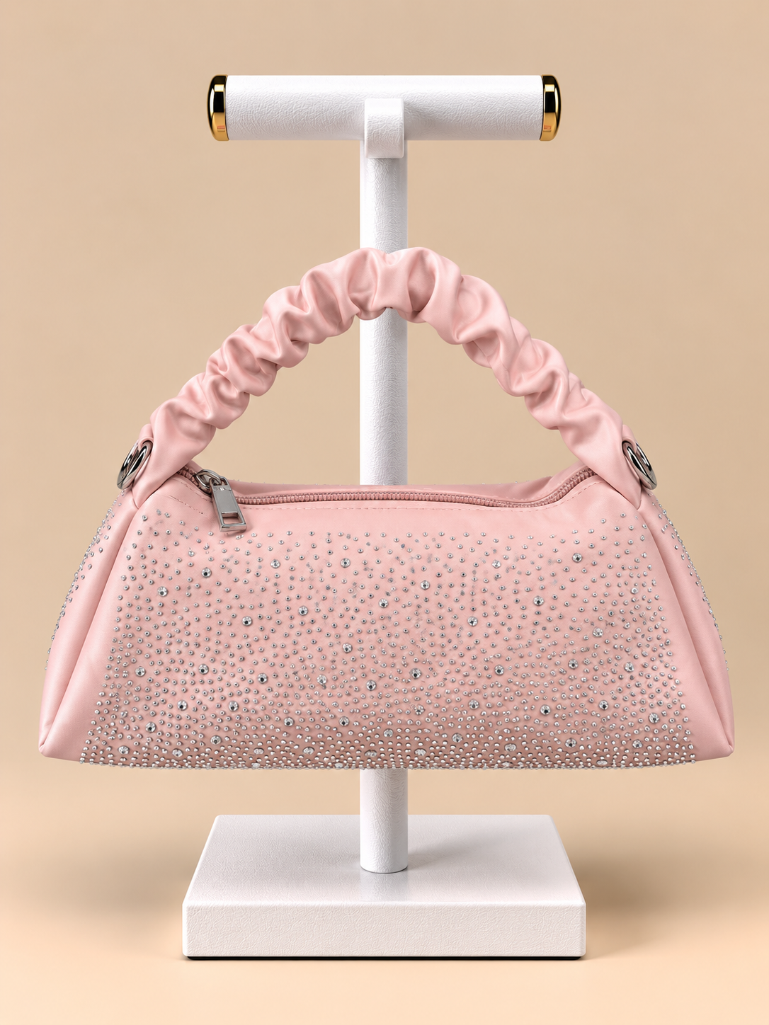 Borsa rosa Elegante con Dettagli Luminosi e Tracolla