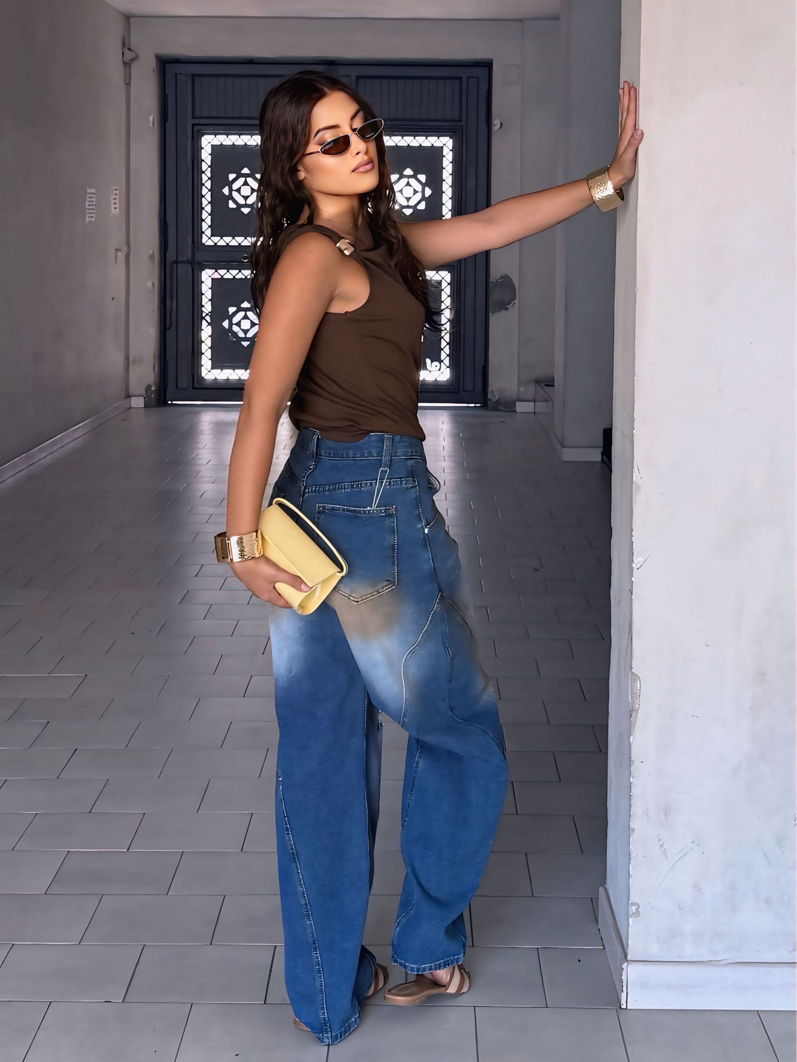 Jeans baggy sabbiato